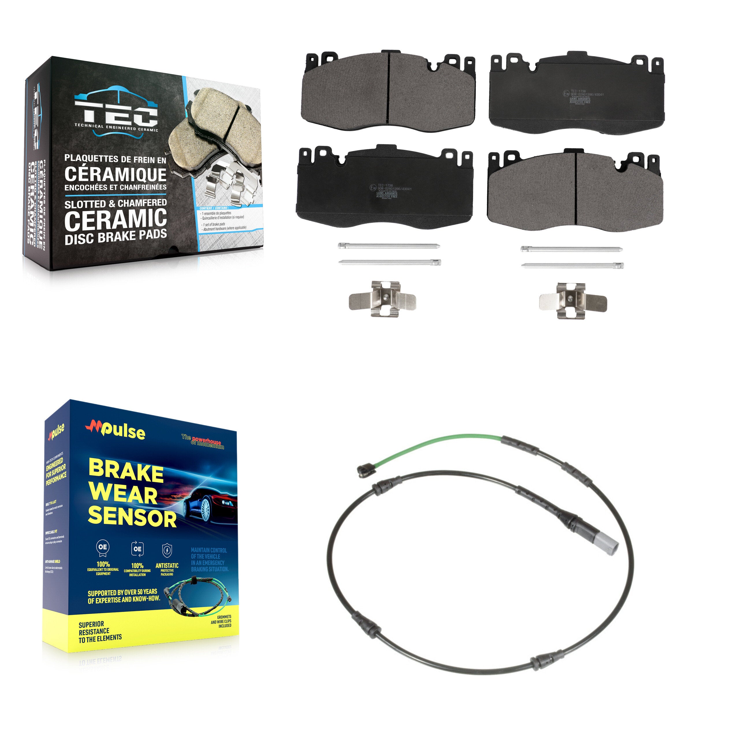 Front Ceramic Disc Brake Pads And Wear Sensors Kit For BMW X5 X6 M with 4.4L