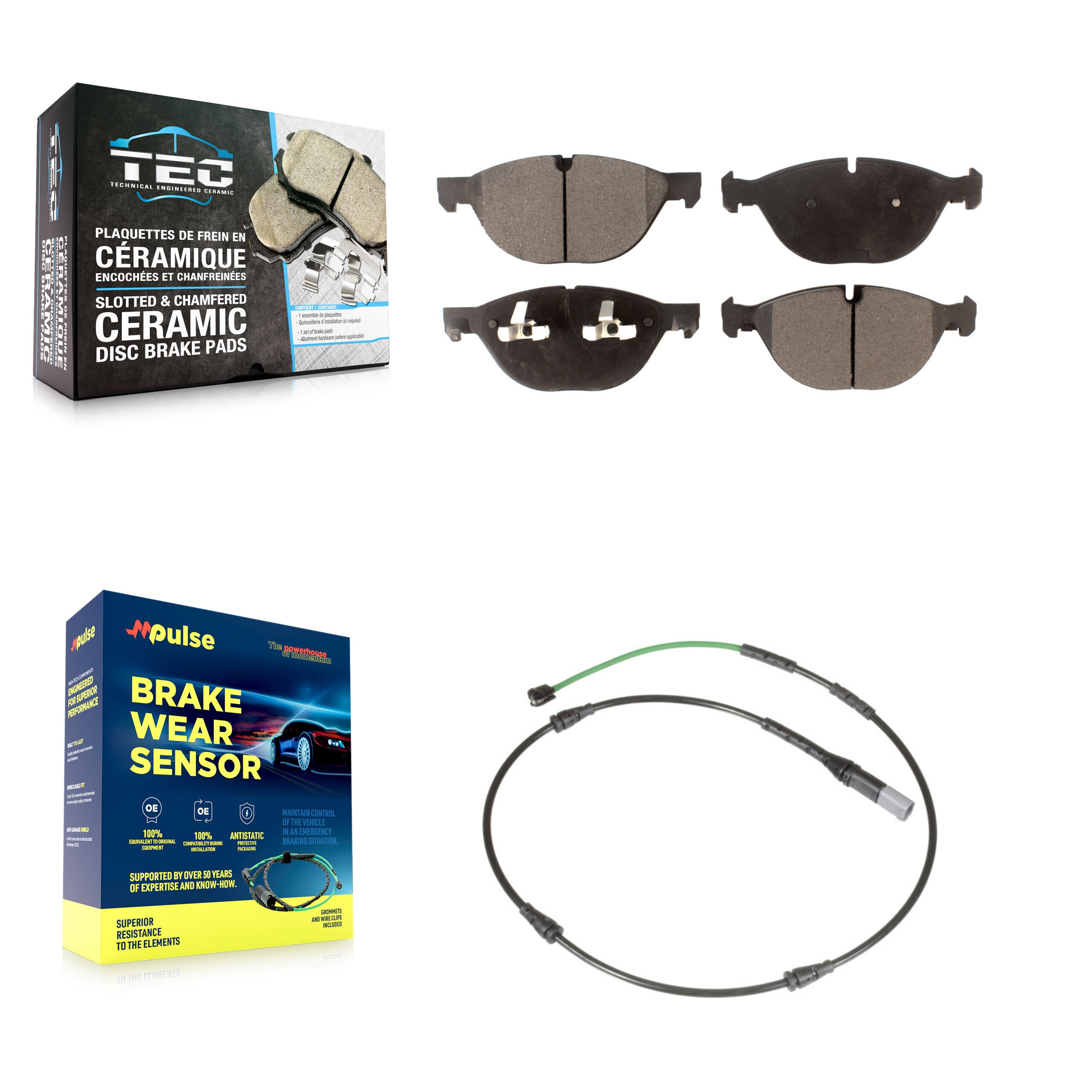 Front Ceramic Disc Brake Pad & Wear Sensor Kit For BMW X5 X6 xDrive50i with 4.4L
