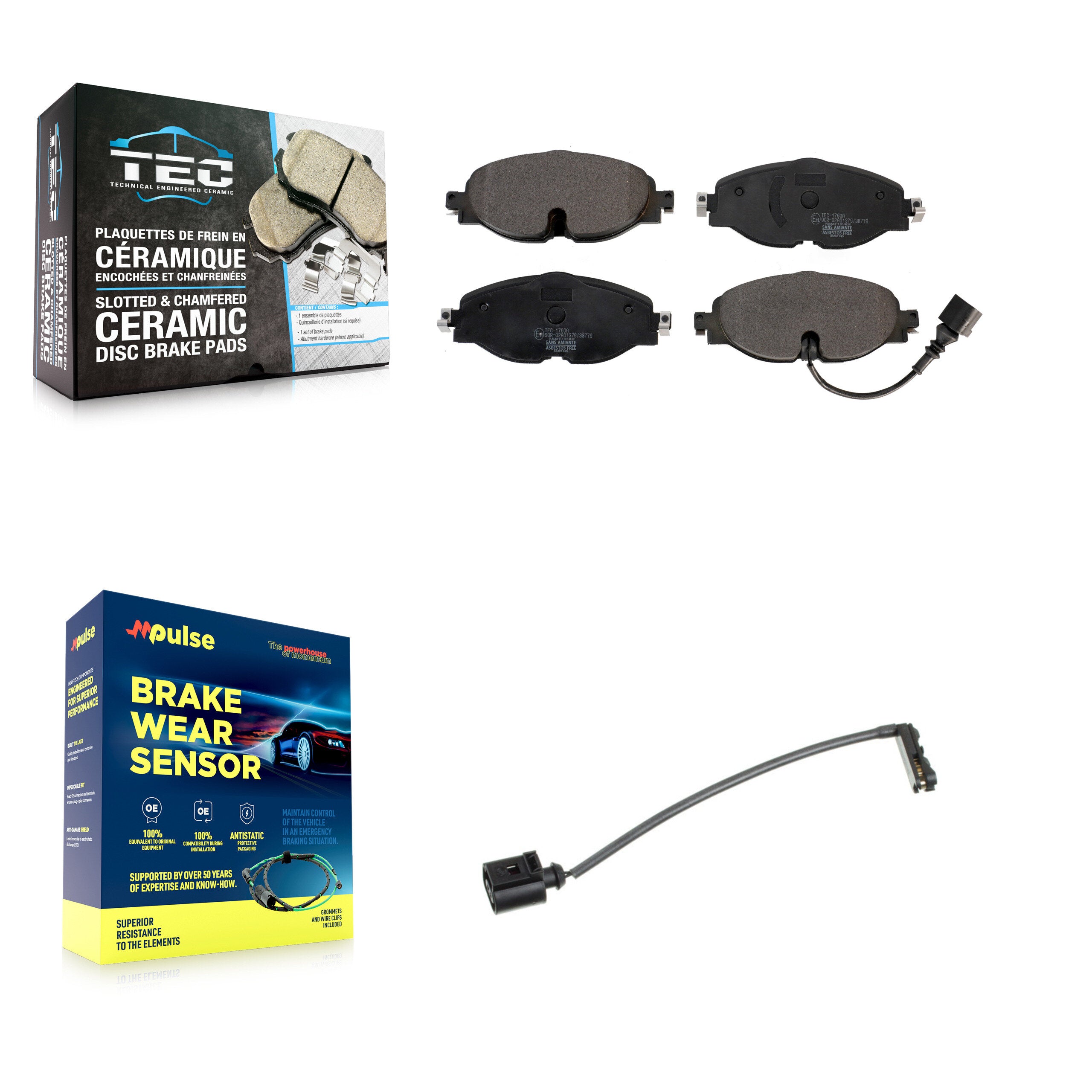 Front Ceramic Brake Pad Extra Wear Sensor Kit For Audi TT Quattro Base with 2.0L