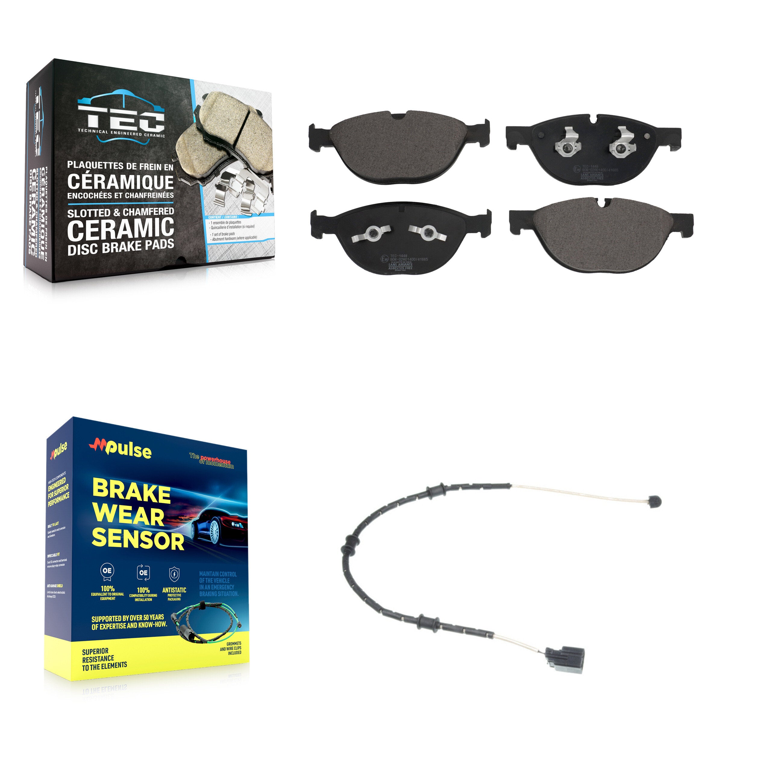 Front Ceramic Disc Brake Pads And Wear Sensors Kit For Jaguar XJ F-Type