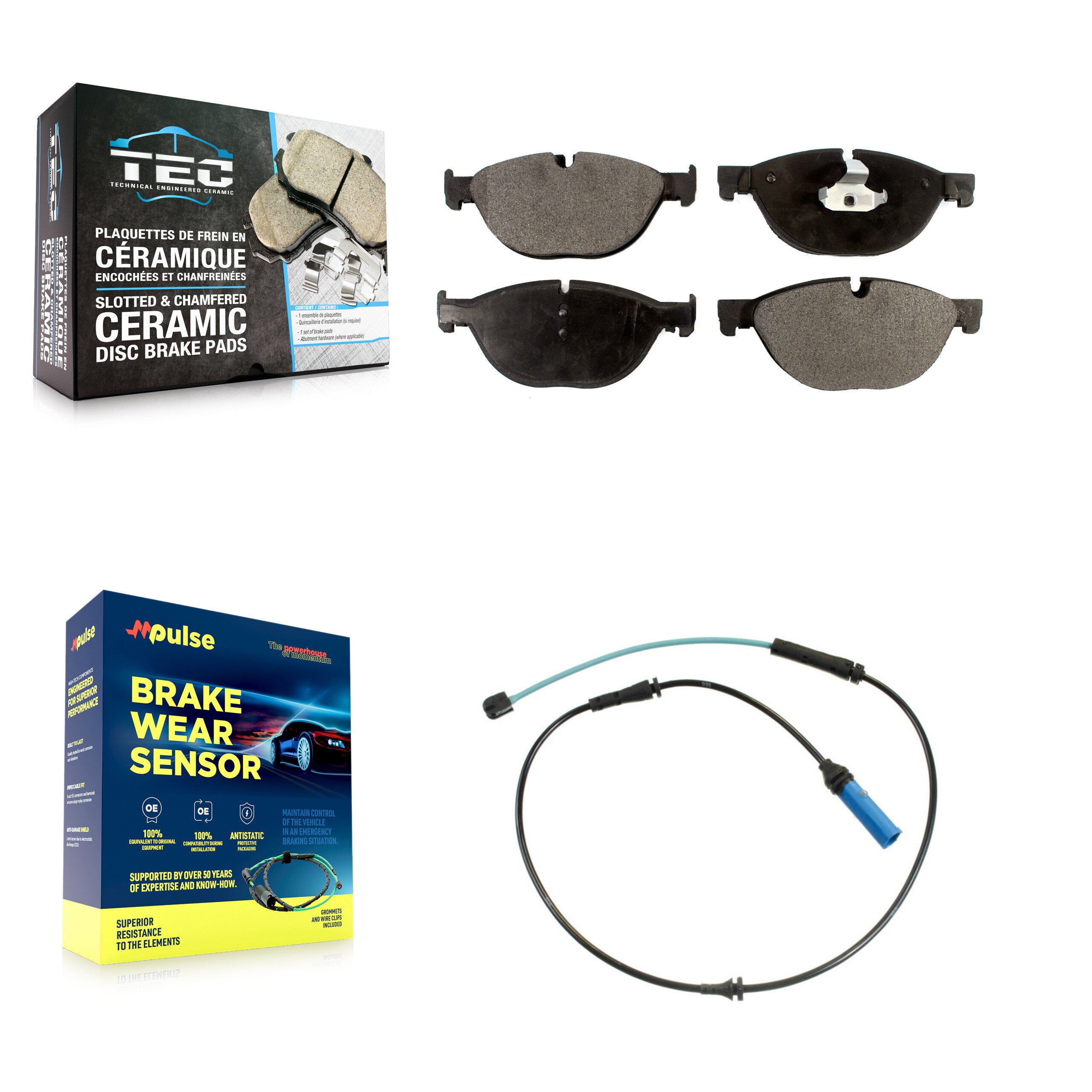 Front Ceramic Disc Brake Pads And Wear Sensors Kit For 2015 BMW 750Li 750i