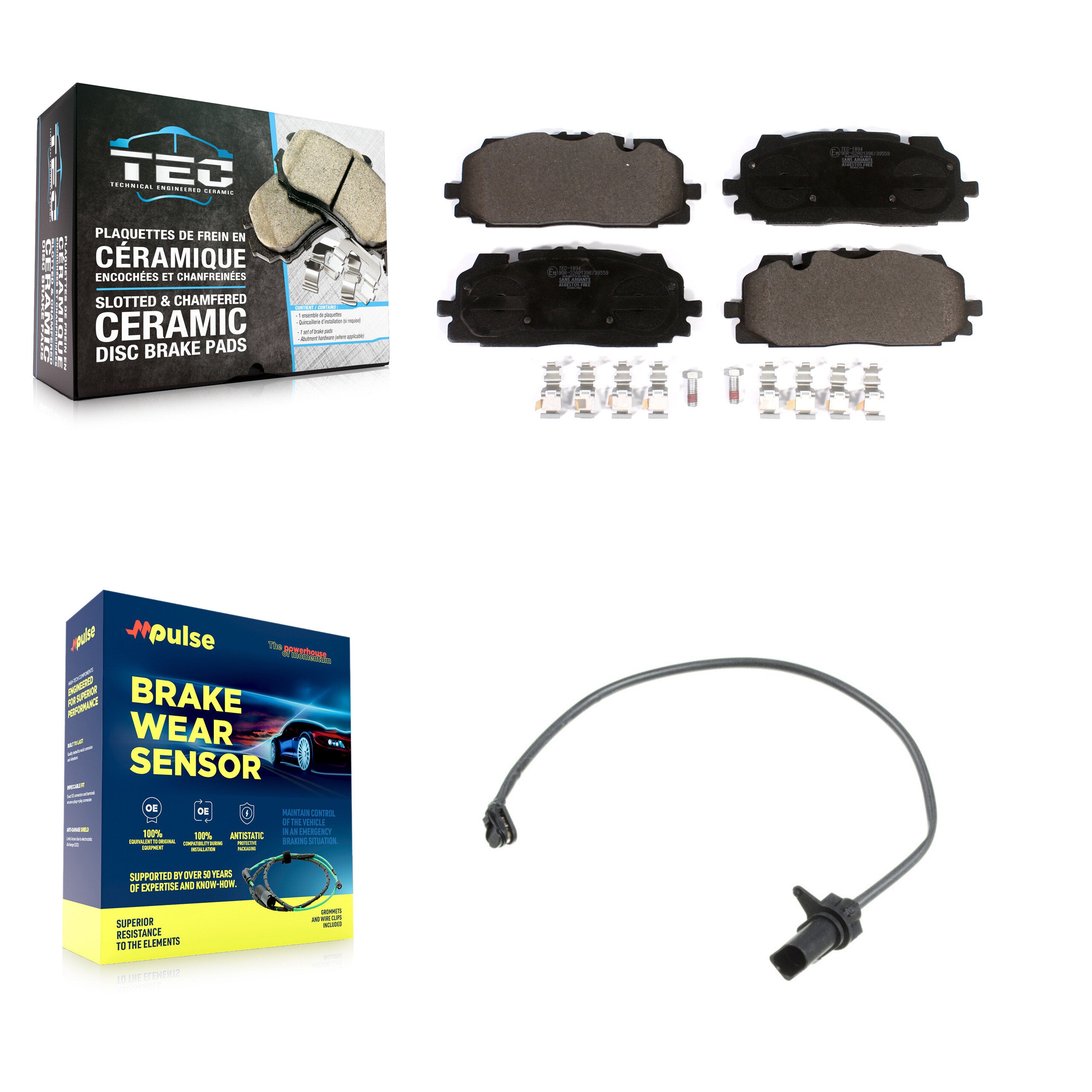 Front Ceramic Brake Pad Wear Sensor Kit For Audi Q7 SQ5 S5 Q8 S4 Sportback A6 Q5