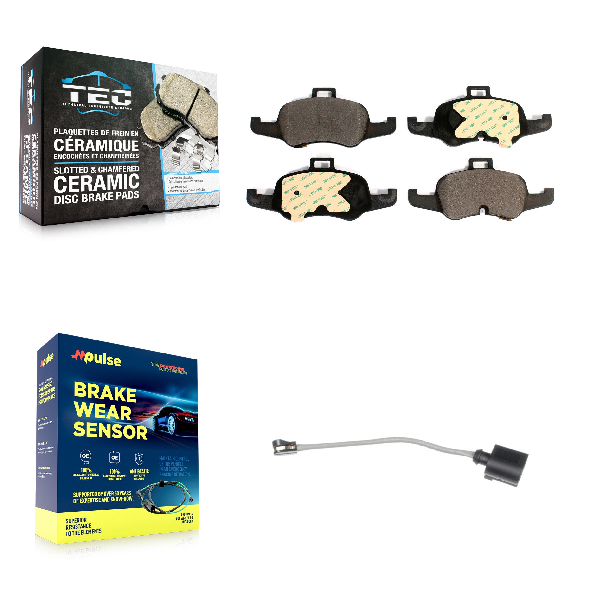 Front Ceramic Disc Brake Pads And Wear Sensors Kit For Audi TTS Quattro