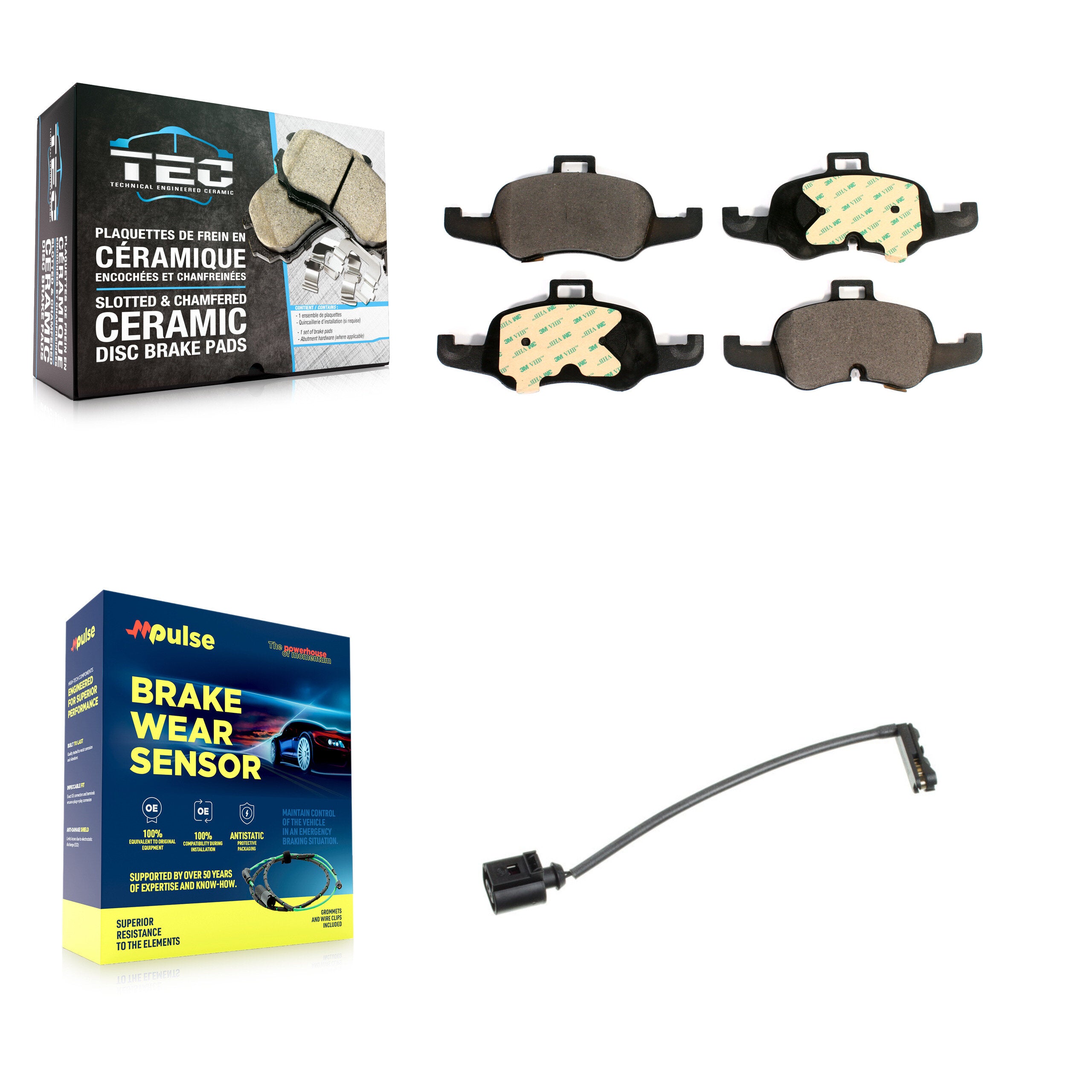 Front Ceramic Disc Brake Pads And Wear Sensors Kit For Audi TTS Quattro 2.0L