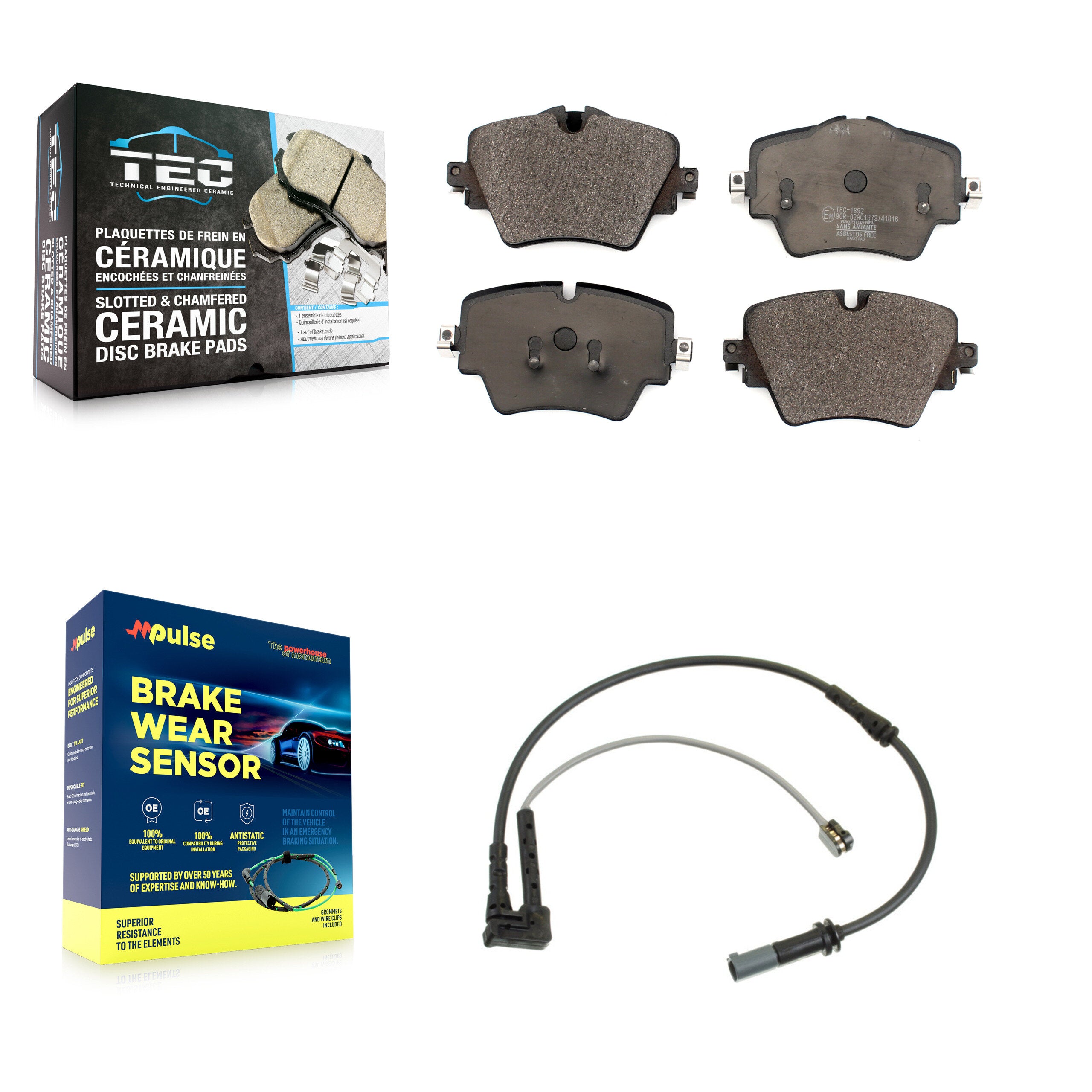 Front Ceramic Brake Pad And Wear Sensor Kit For BMW X1 Mini Cooper Countryman X2