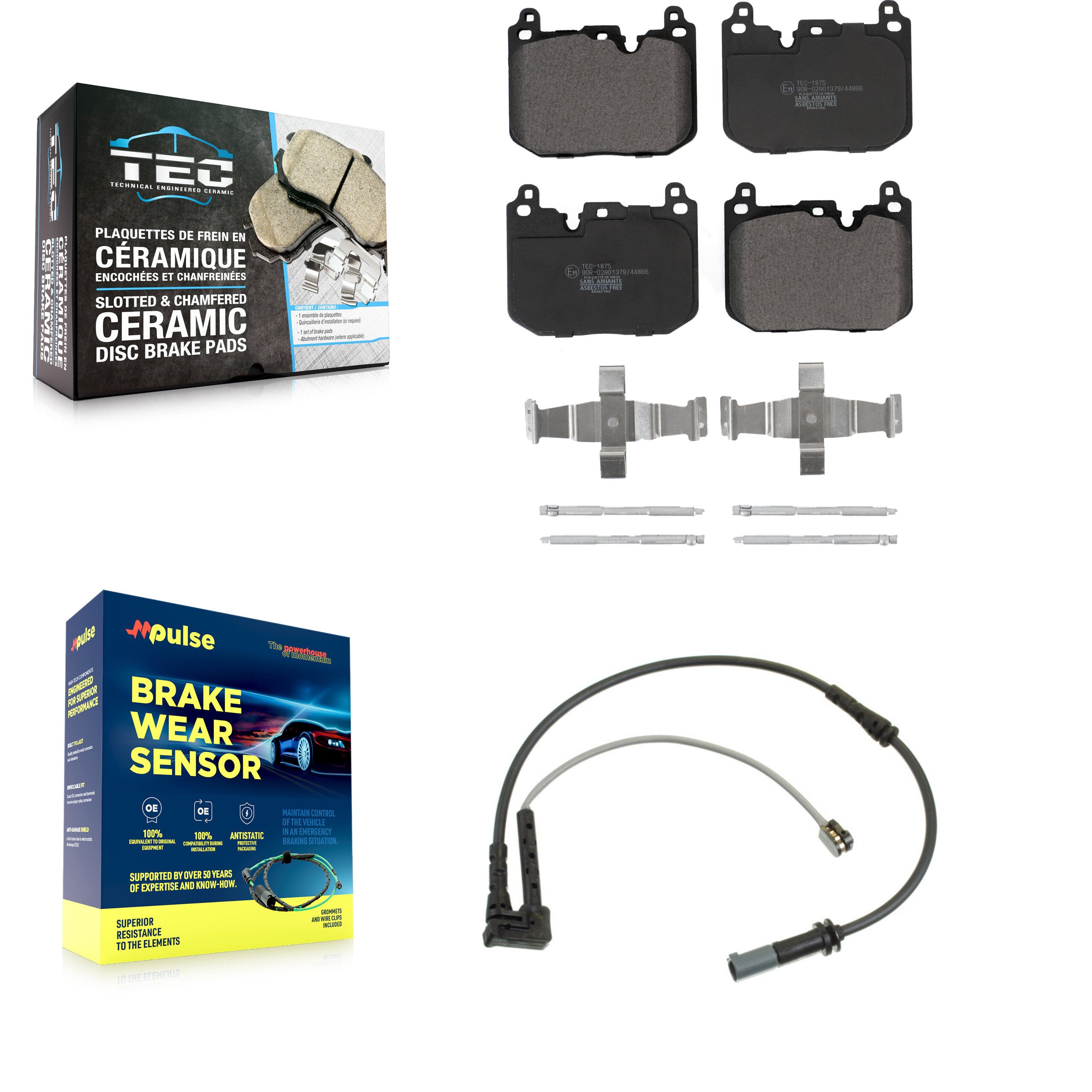 Front Ceramic Brake Pad & Wear Sensor Kit For Mini Cooper Countryman BMW Clubman