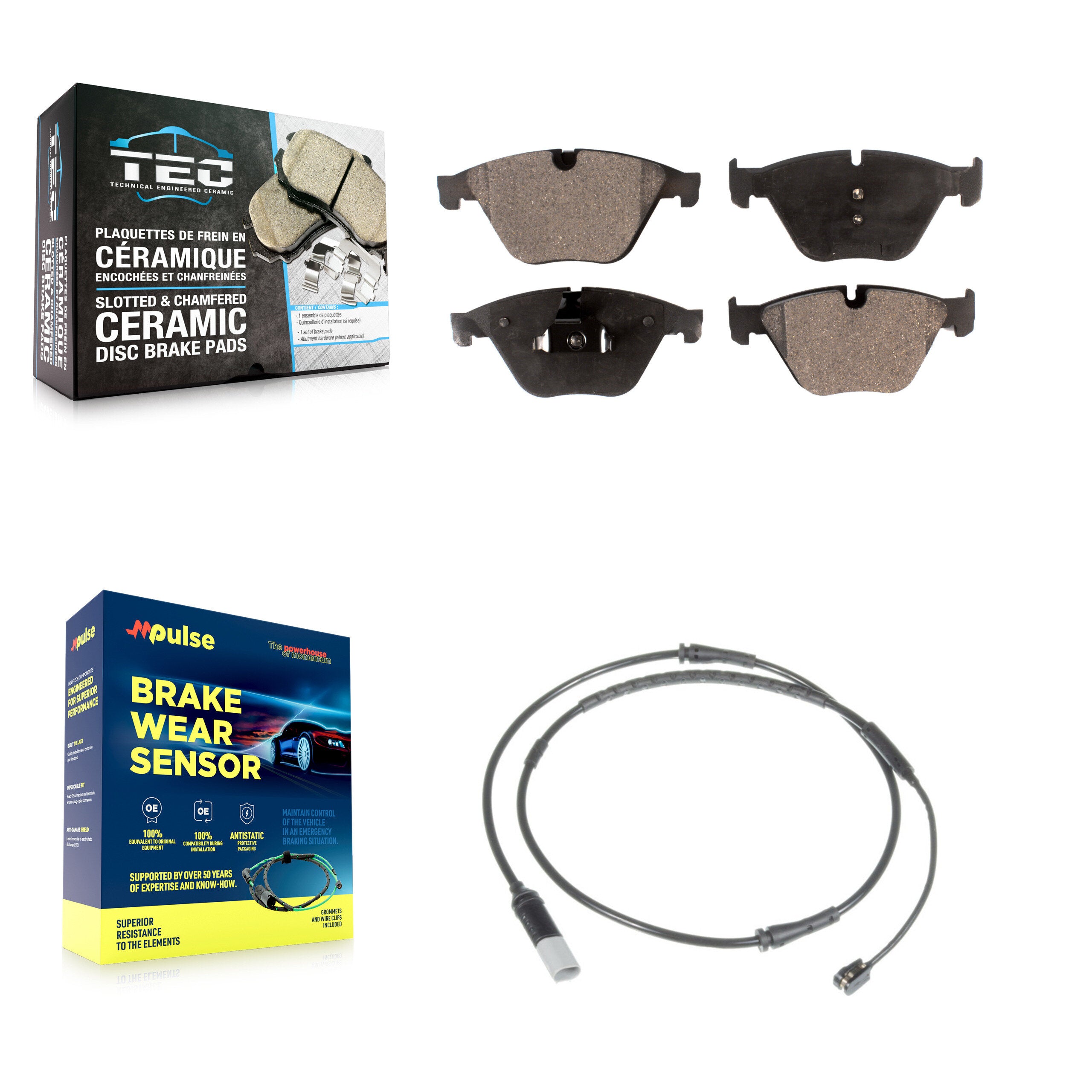 Front Ceramic Brake Pad Wear Sensor Kit For BMW 535i 640i Gran Coupe xDrive 528i