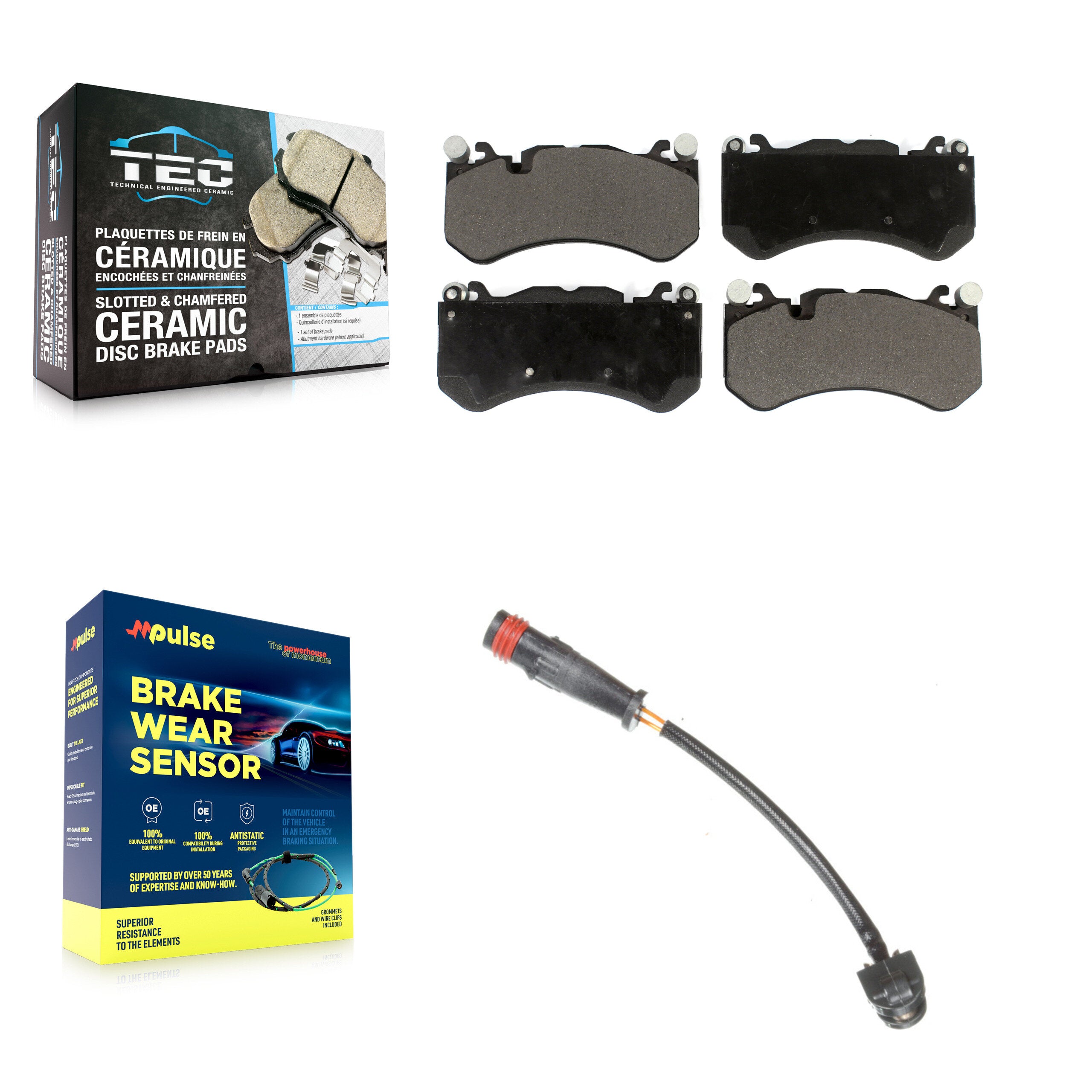 Front Ceramic Brake Pads Wear Sensor Kit For Mercedes-Benz C63 AMG S63 G63 E63 S