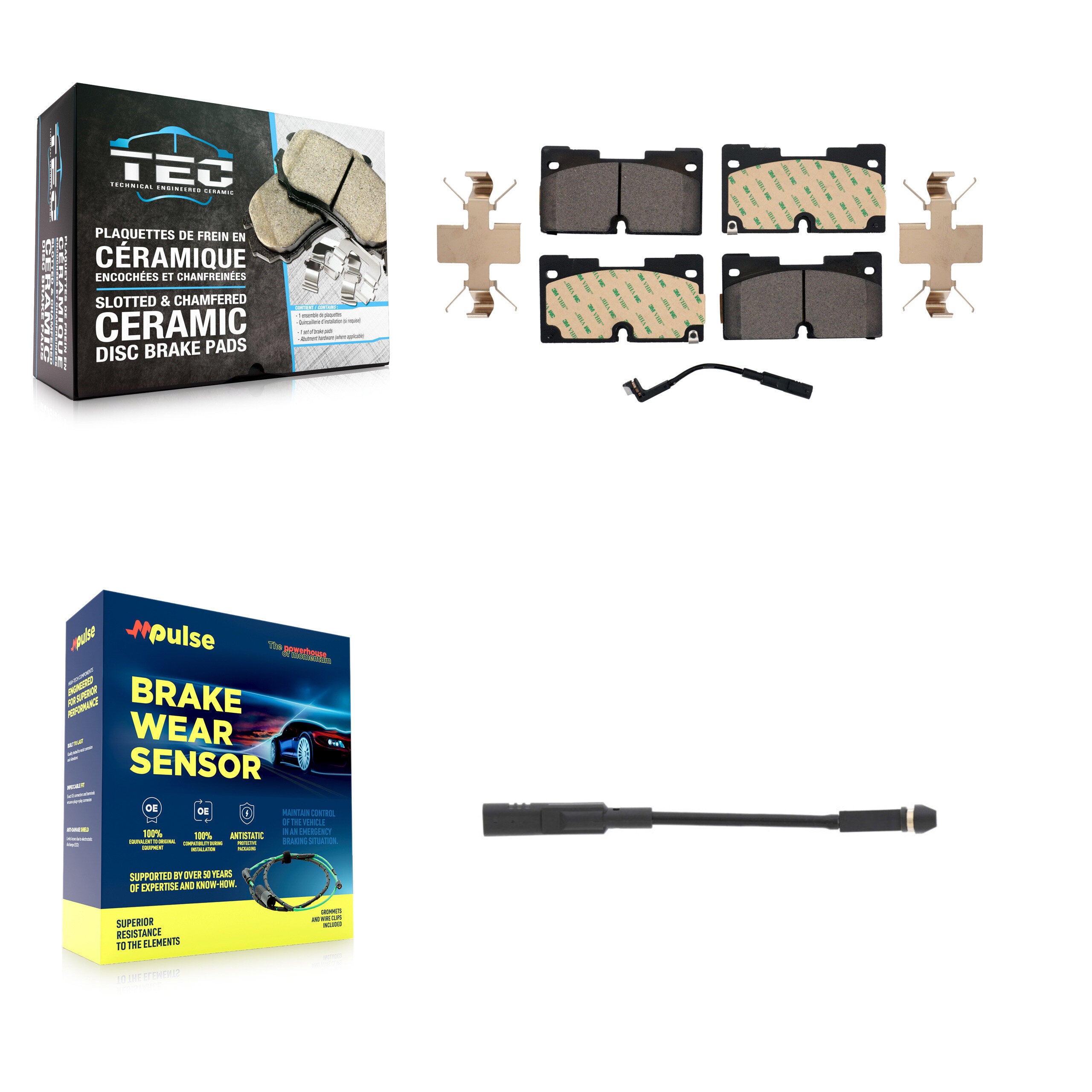 Front Ceramic Brake Pad & Extra Wear Sensor Kit For GMC Chevrolet Silverado 1500