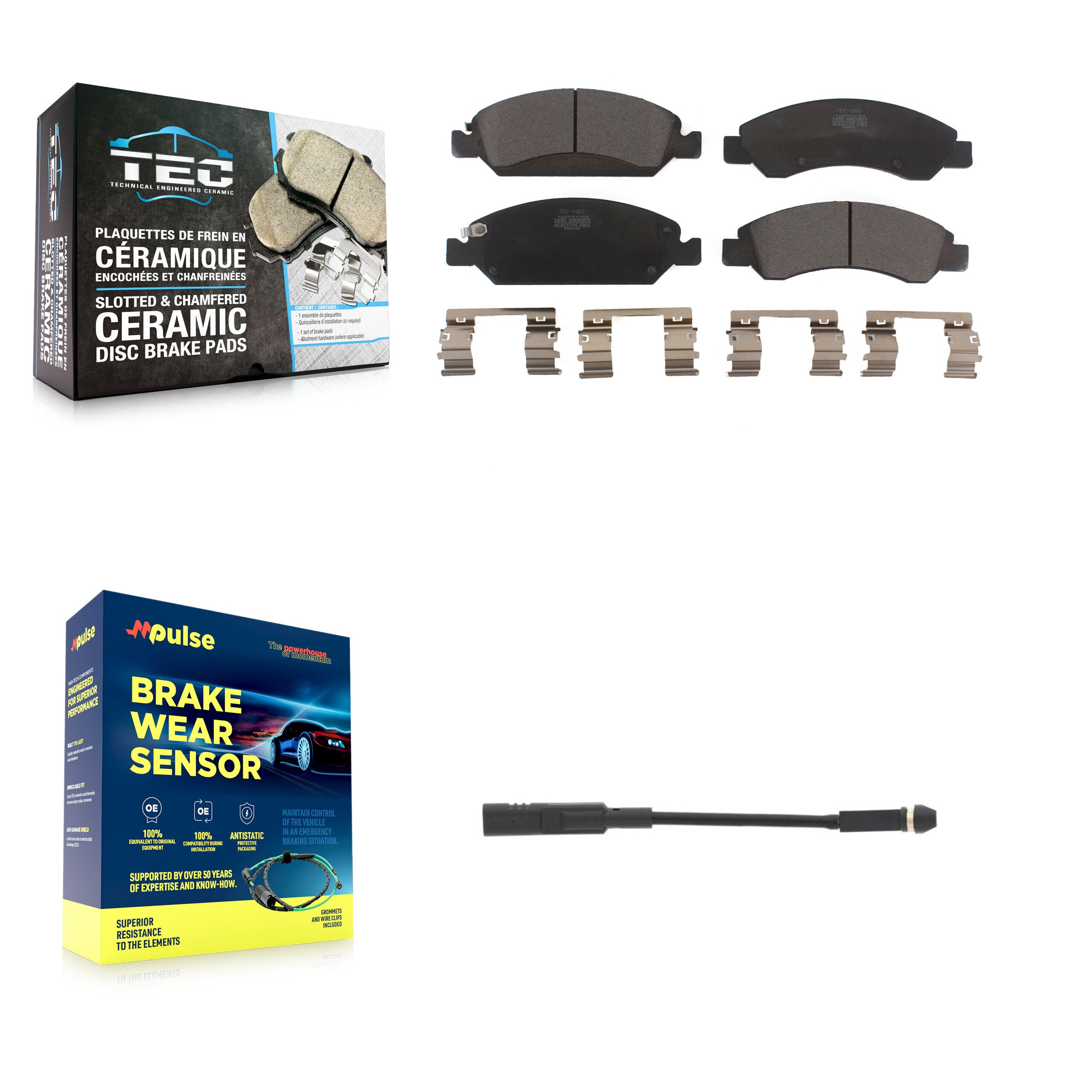 Front Ceramic Disc Brake Pad Wear Sensor Kit For GMC Chevrolet Silverado 1500 LD