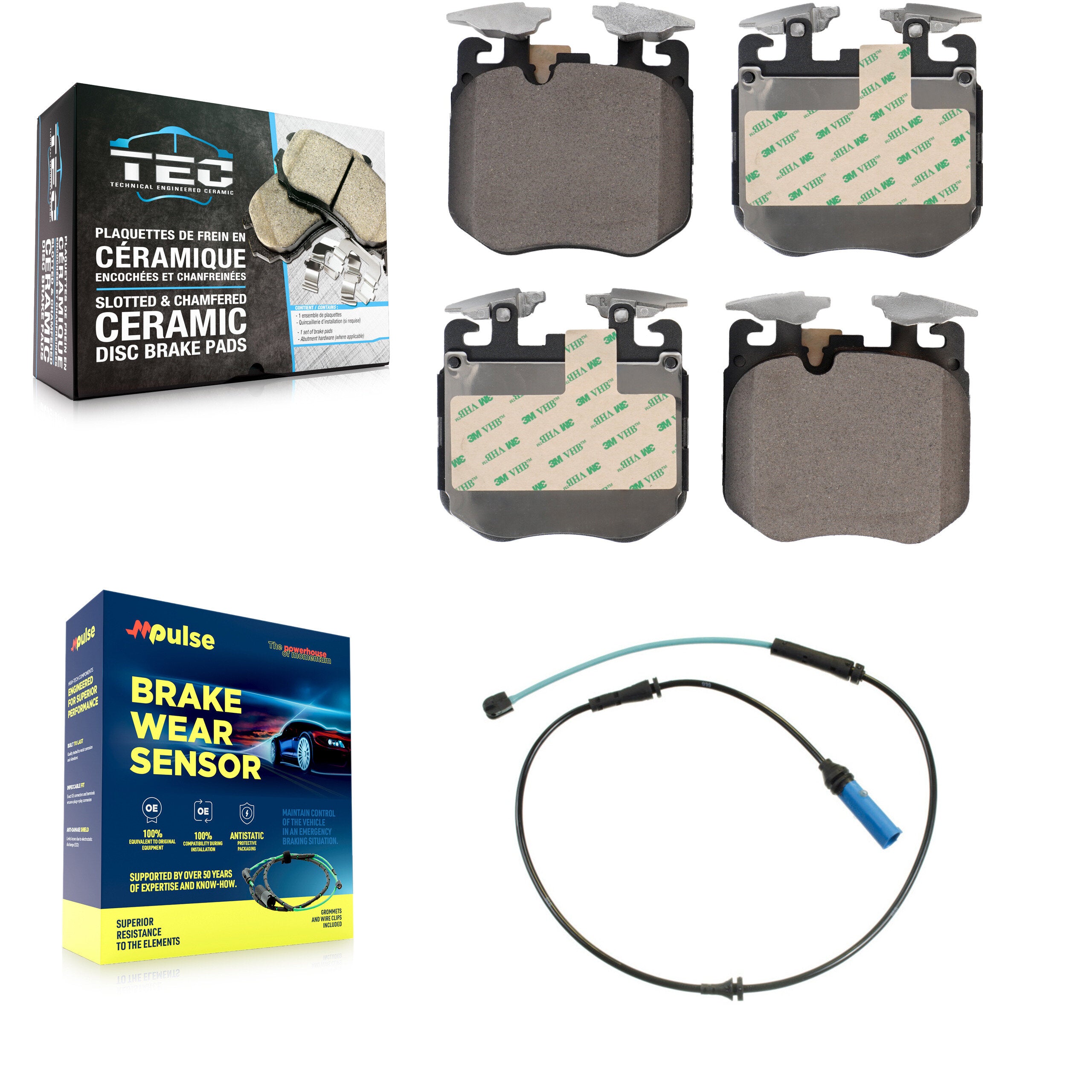 Front Ceramic Brake Pads Wear Sensor Kit For BMW 540i xDrive 750i M550i M850i B7