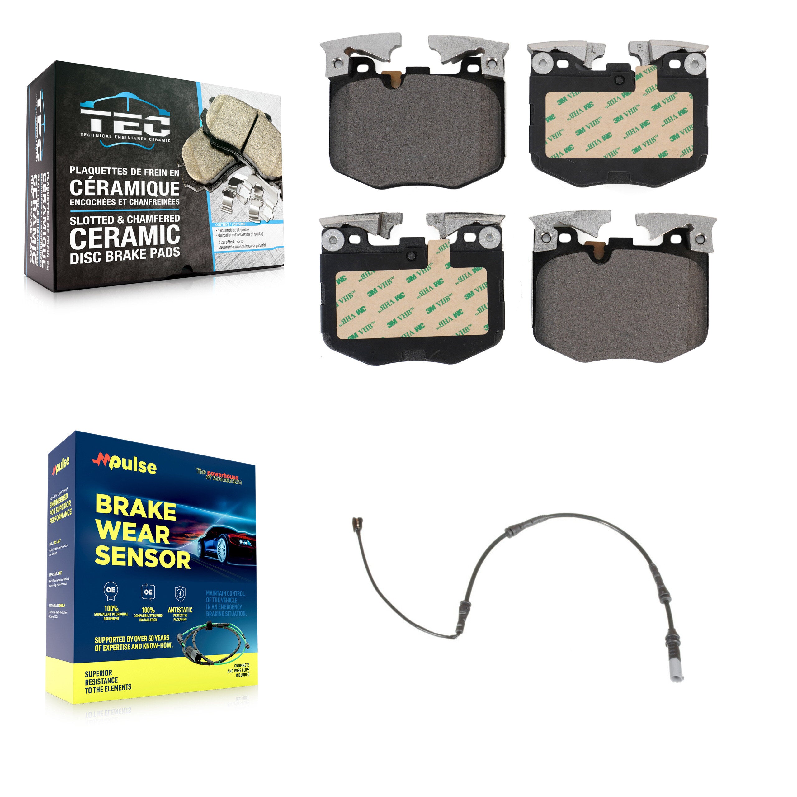 Front Ceramic Disc Brake Pads And Wear Sensor Kit For 2019 BMW 330i xDrive Wagon