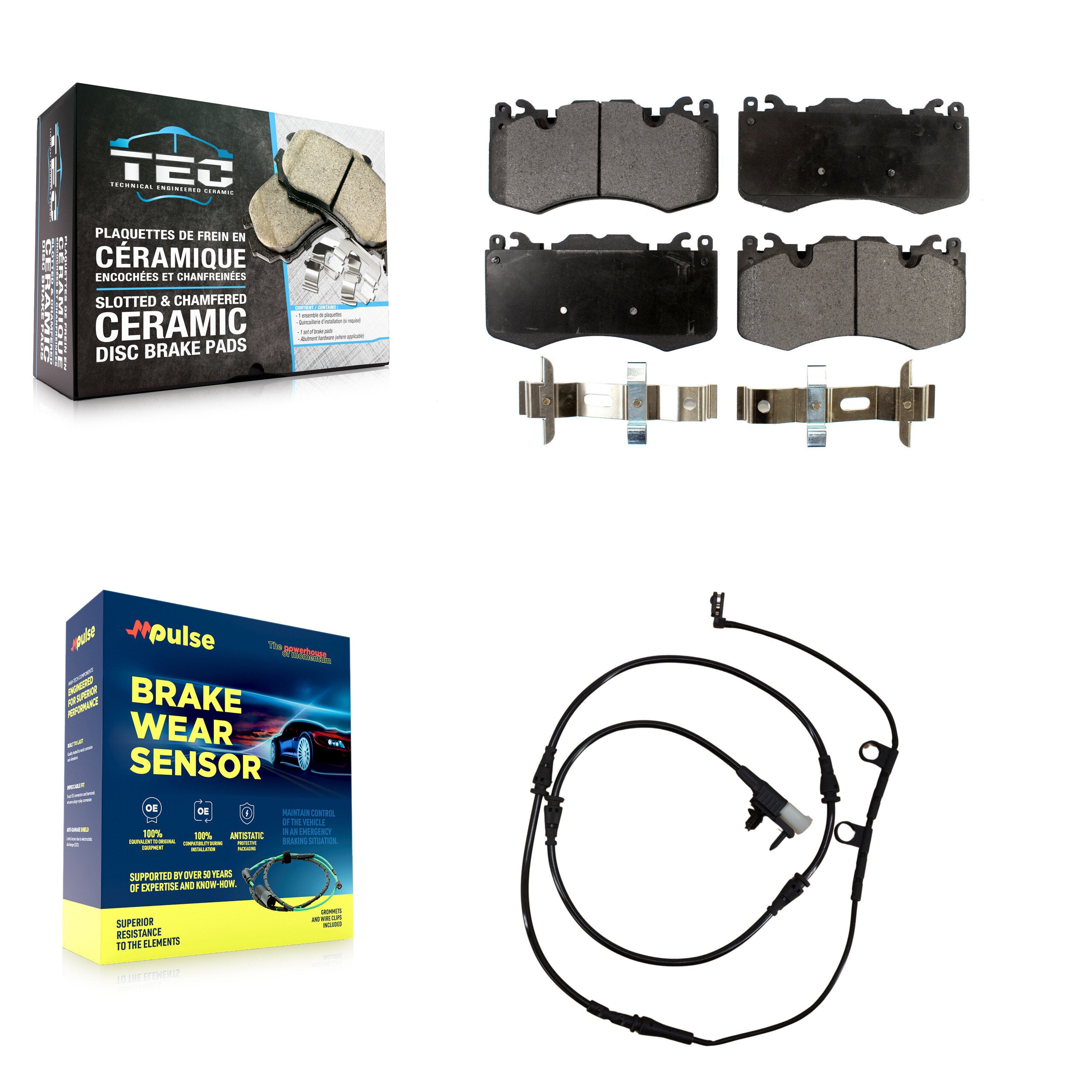 Front Ceramic Disc Brake Pads And Wear Sensors Kit For Land Rover Range Sport