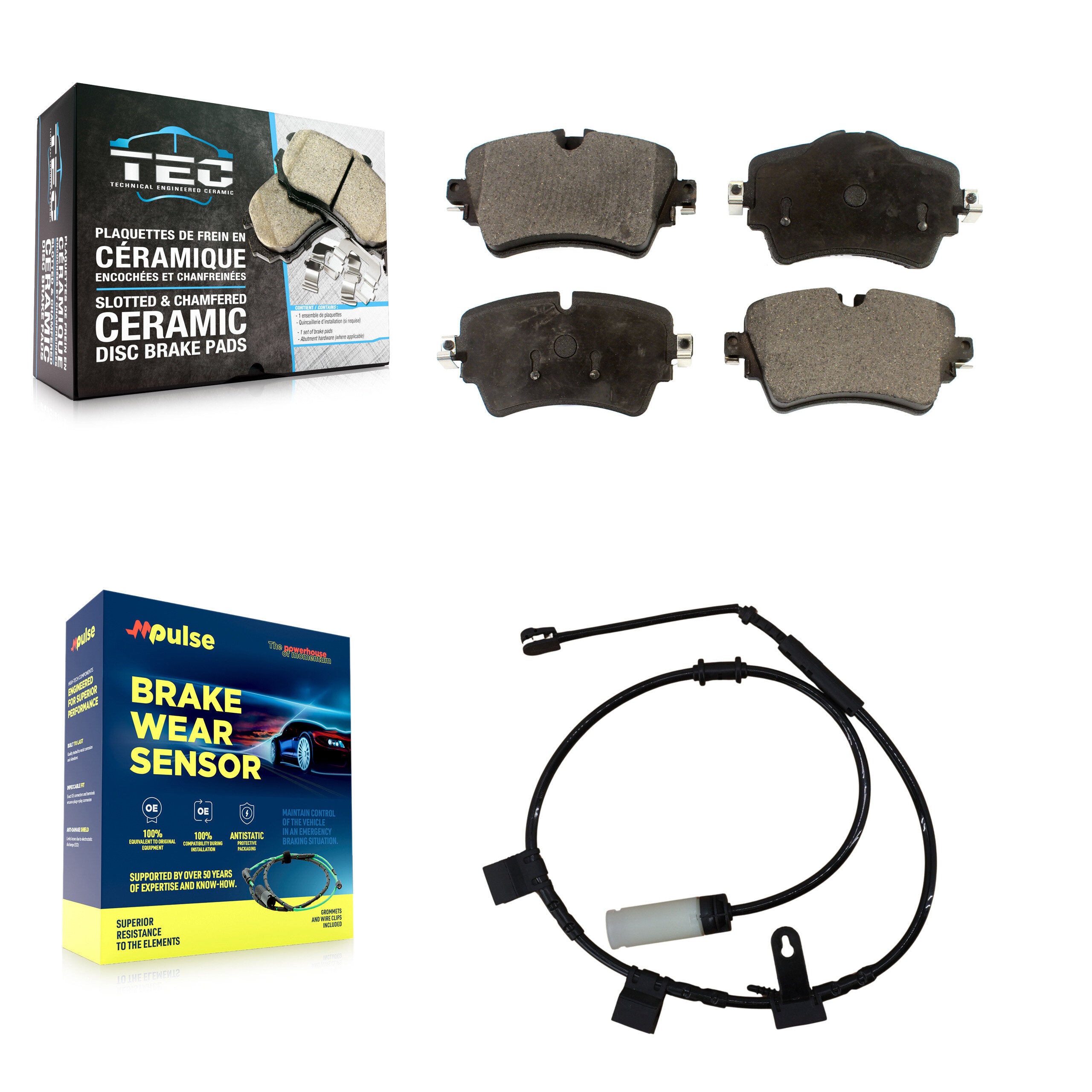 Front Ceramic Disc Brake Pads And Wear Sensors Kit For 2015 Mini Cooper 1.6L