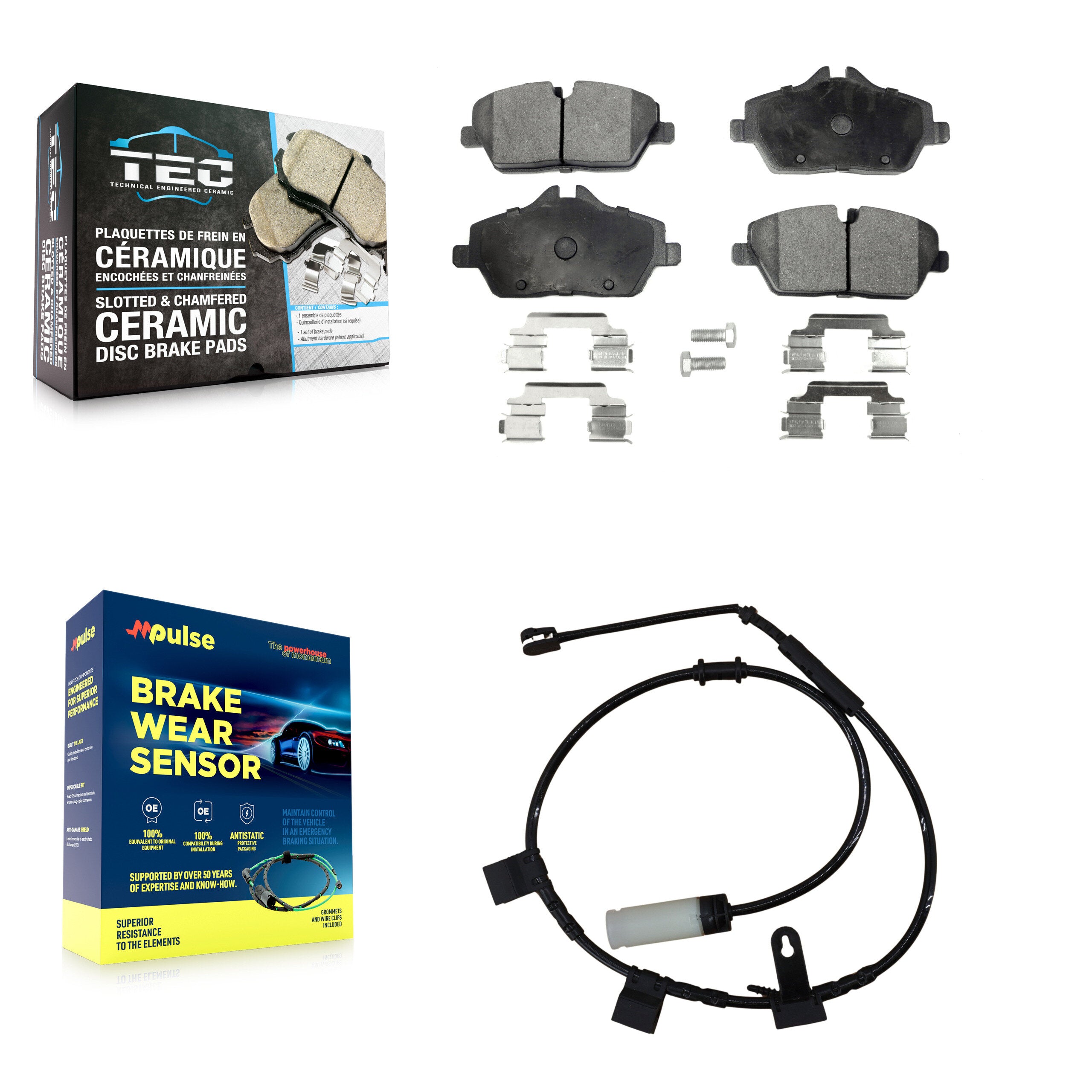 Front Ceramic Disc Brake Pads And Wear Sensors Kit For Mini Cooper KTW-100105