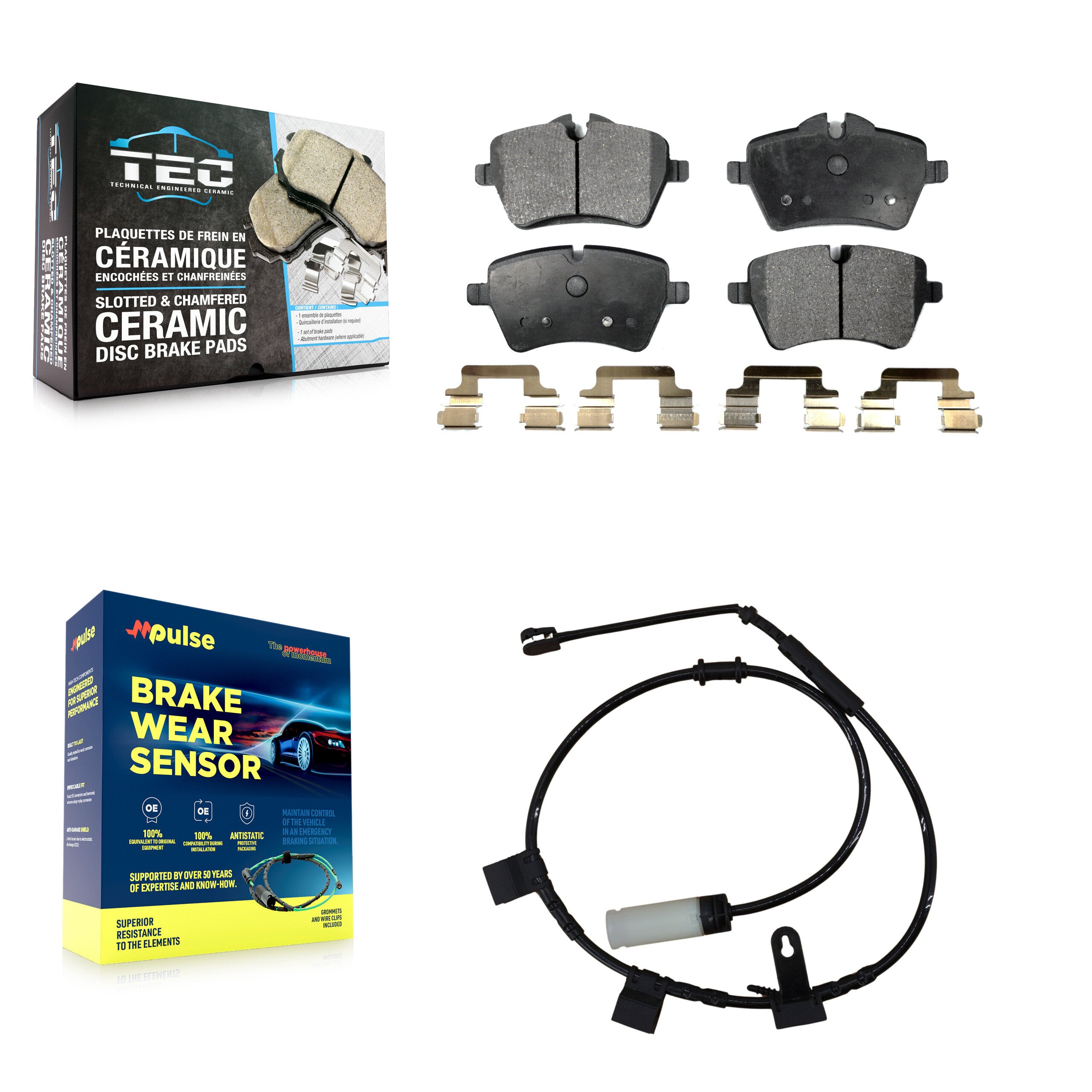 Front Ceramic Disc Brake Pads And Wear Sensors Kit For Mini Cooper KTW-100107