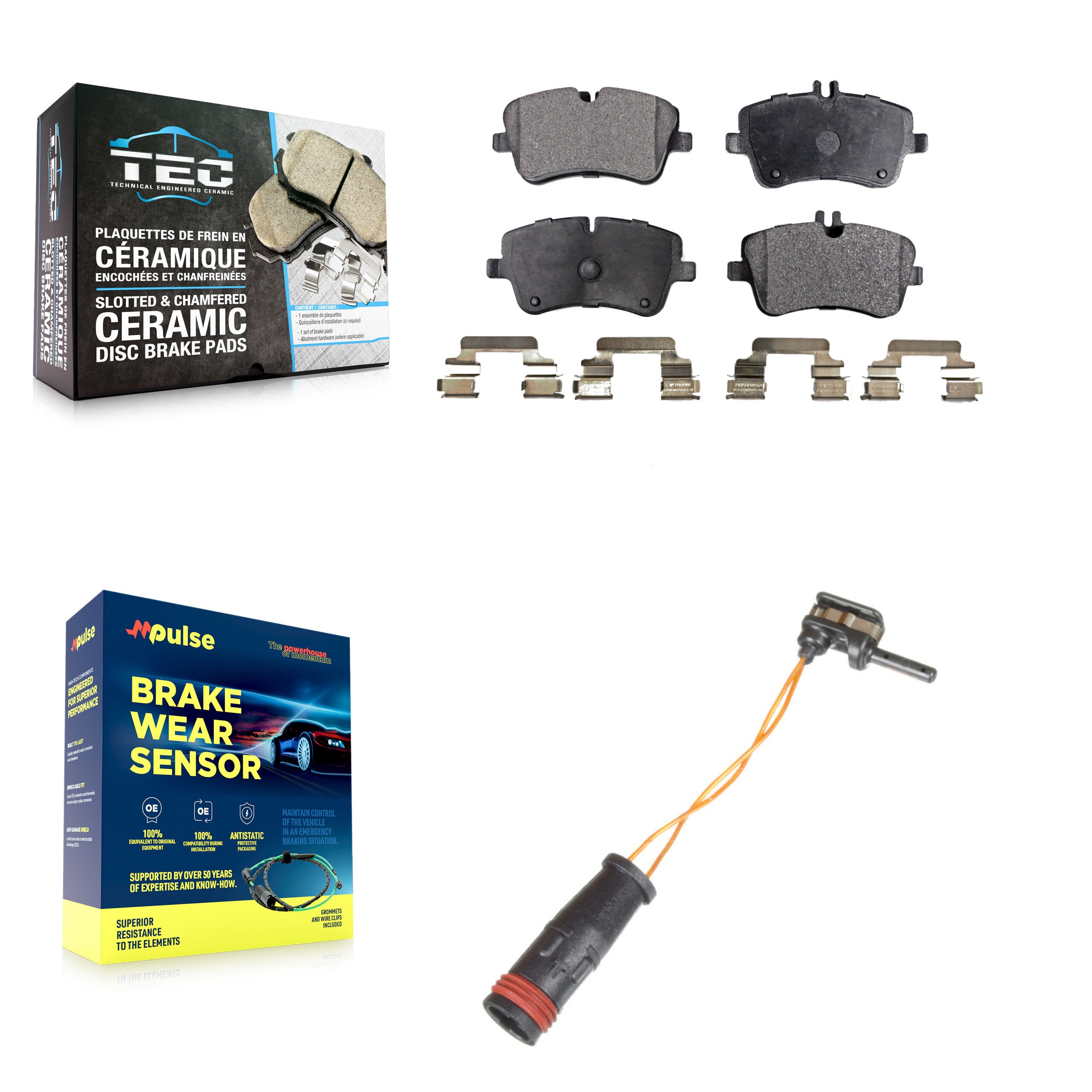 Front Ceramic Brake Pads & Wear Sensor Kit For Mercedes-Benz C240 C230 C280 C320