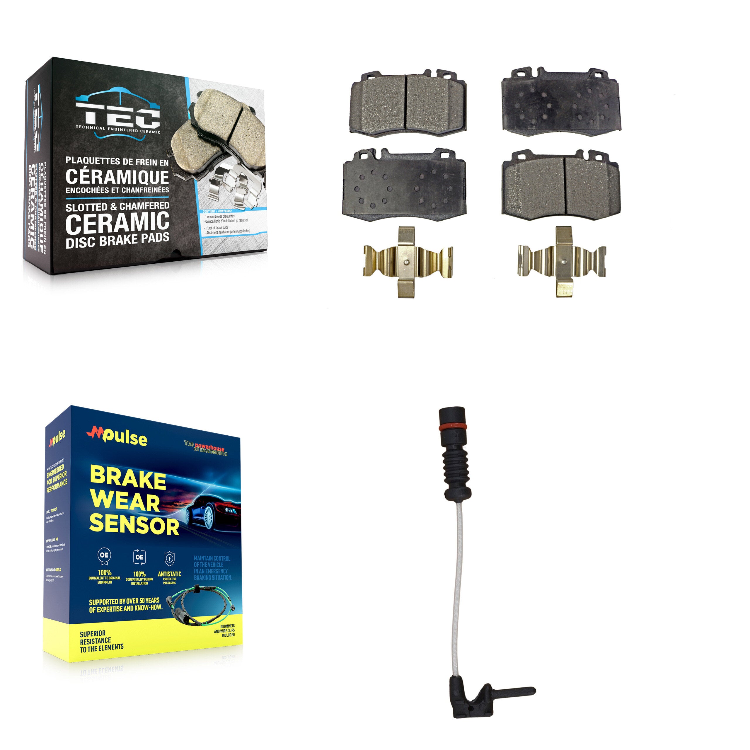 Front Ceramic Brake Pad Wear Sensor Kit For Mercedes-Benz SL500 SL600 S600 CL500
