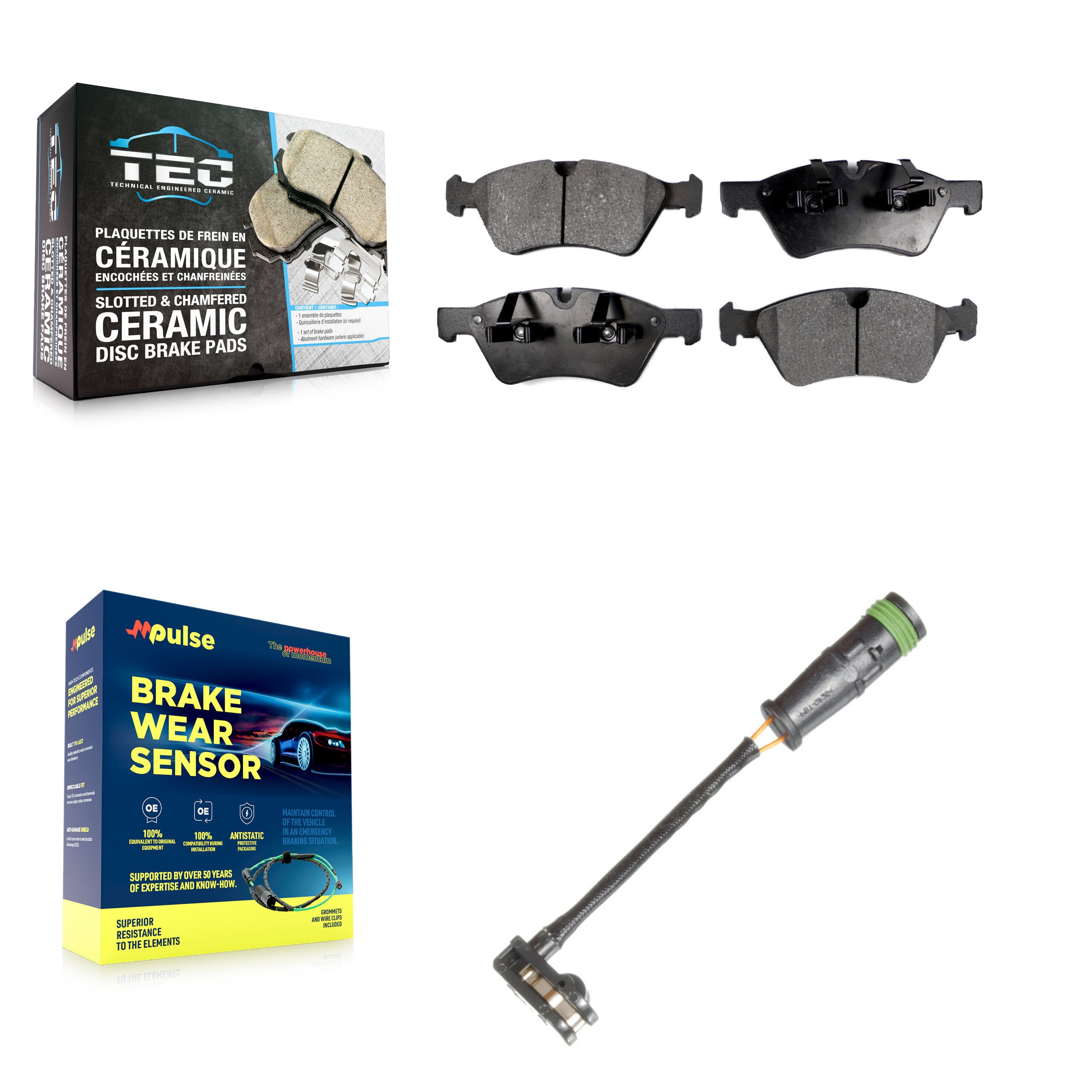 Front Ceramic Disc Brake Pads And Wear Sensors Kit For Mercedes-Benz E550