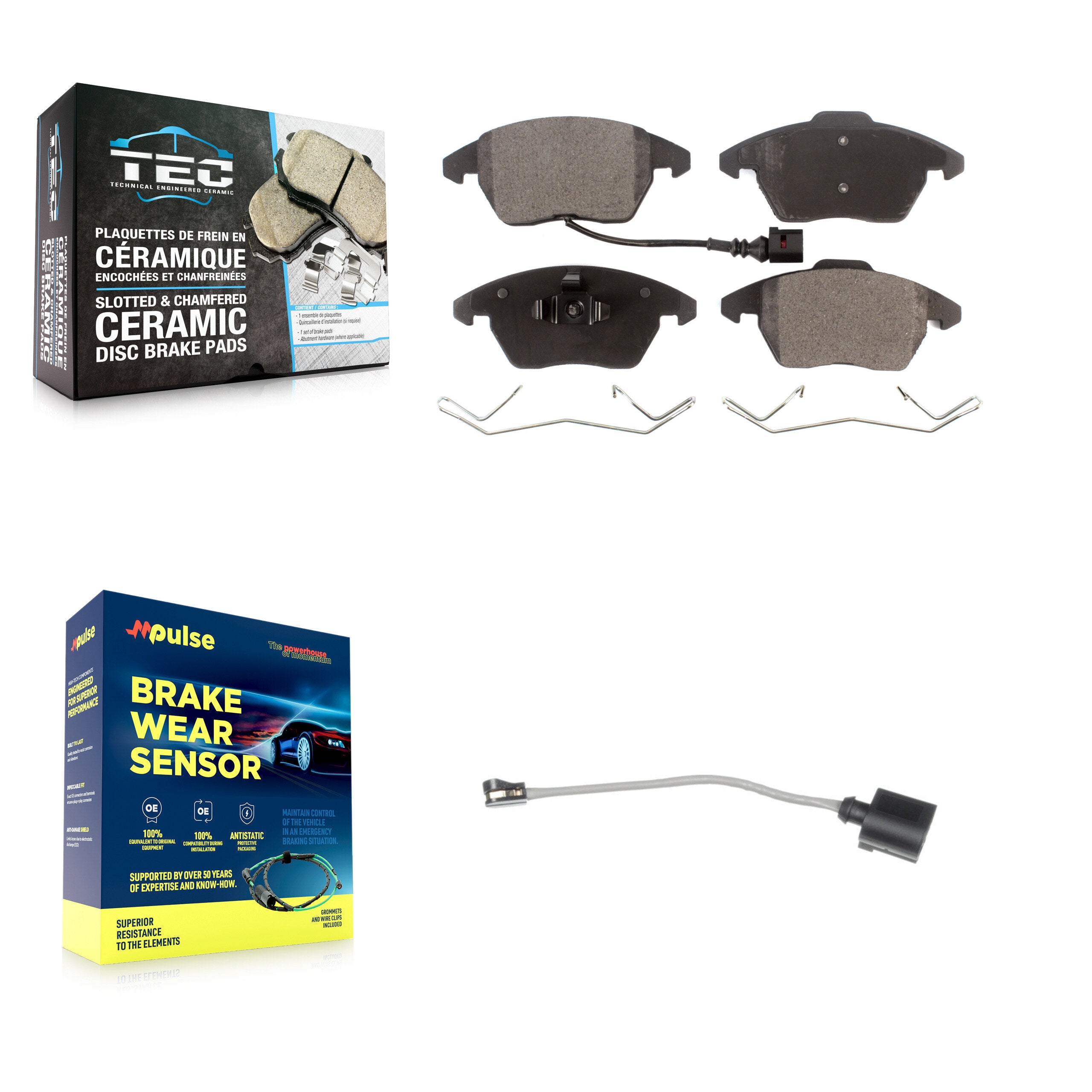 Front Ceramic Brake Pad And Extra Wear Sensor Kit For Audi A3 Quattro Volkswagen