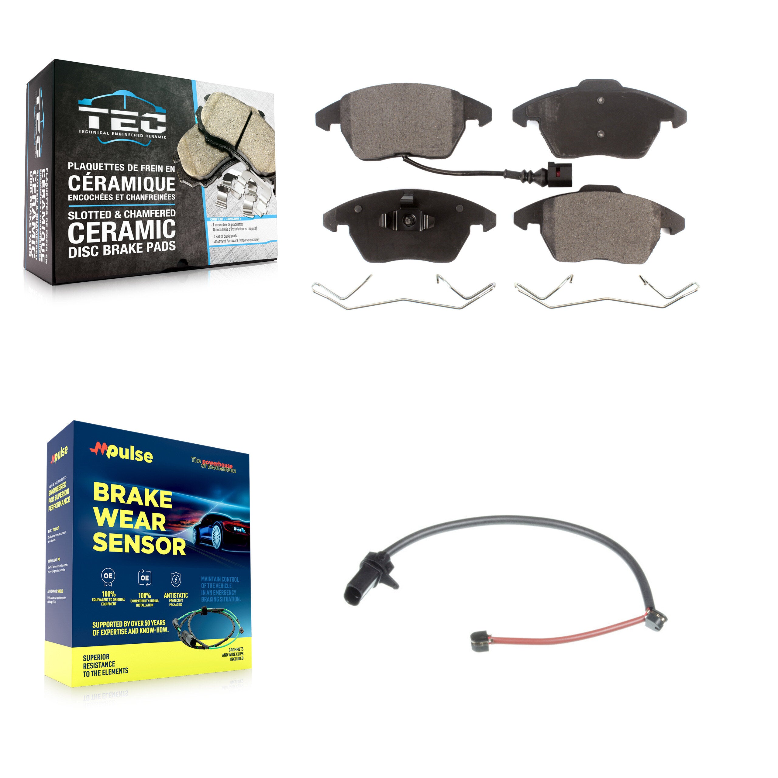Front Ceramic Disc Brake Pads And Extra Wear Sensors Kit For 2011 Audi R8