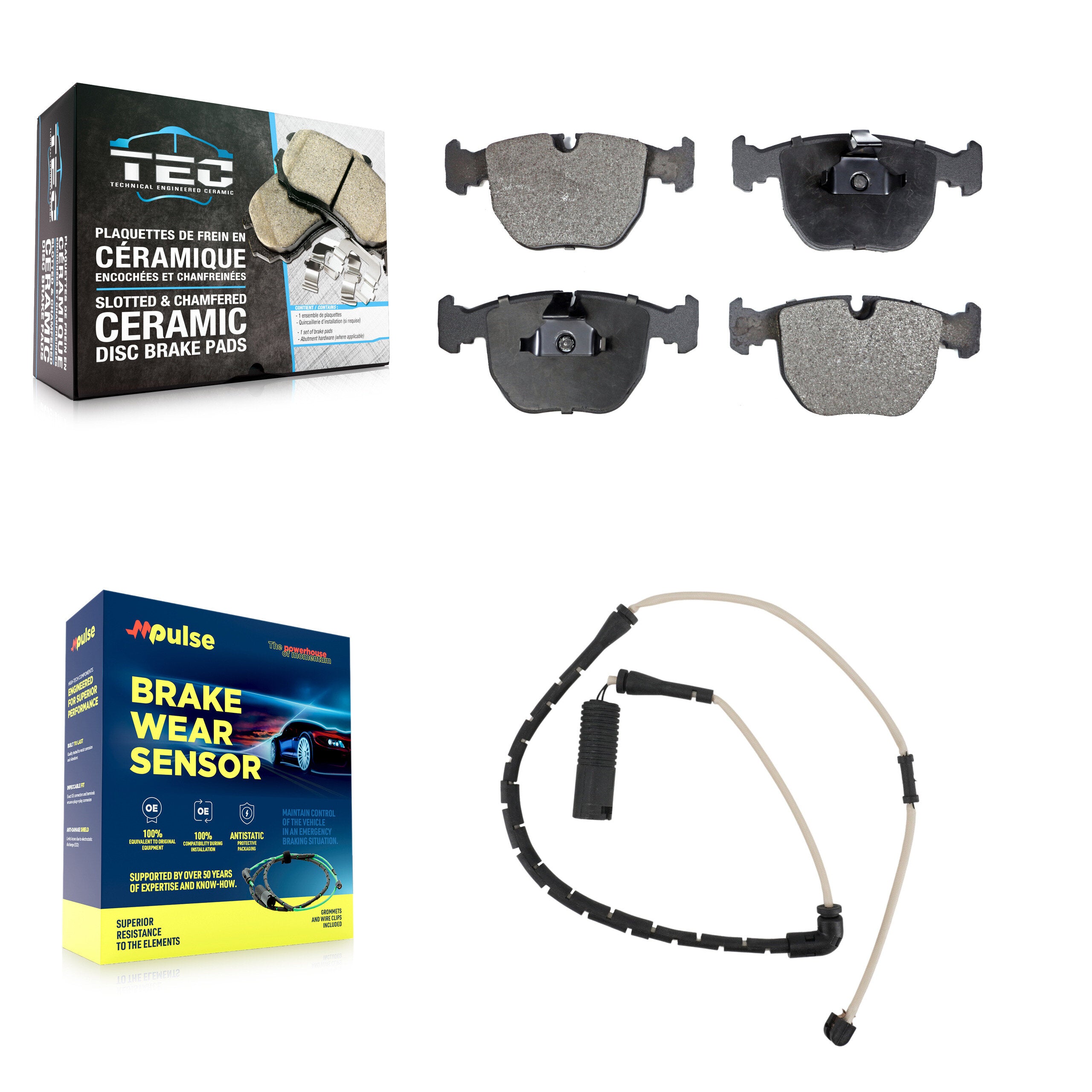 Front Ceramic Disc Brake Pads And Wear Sensors Kit For Land Rover Range