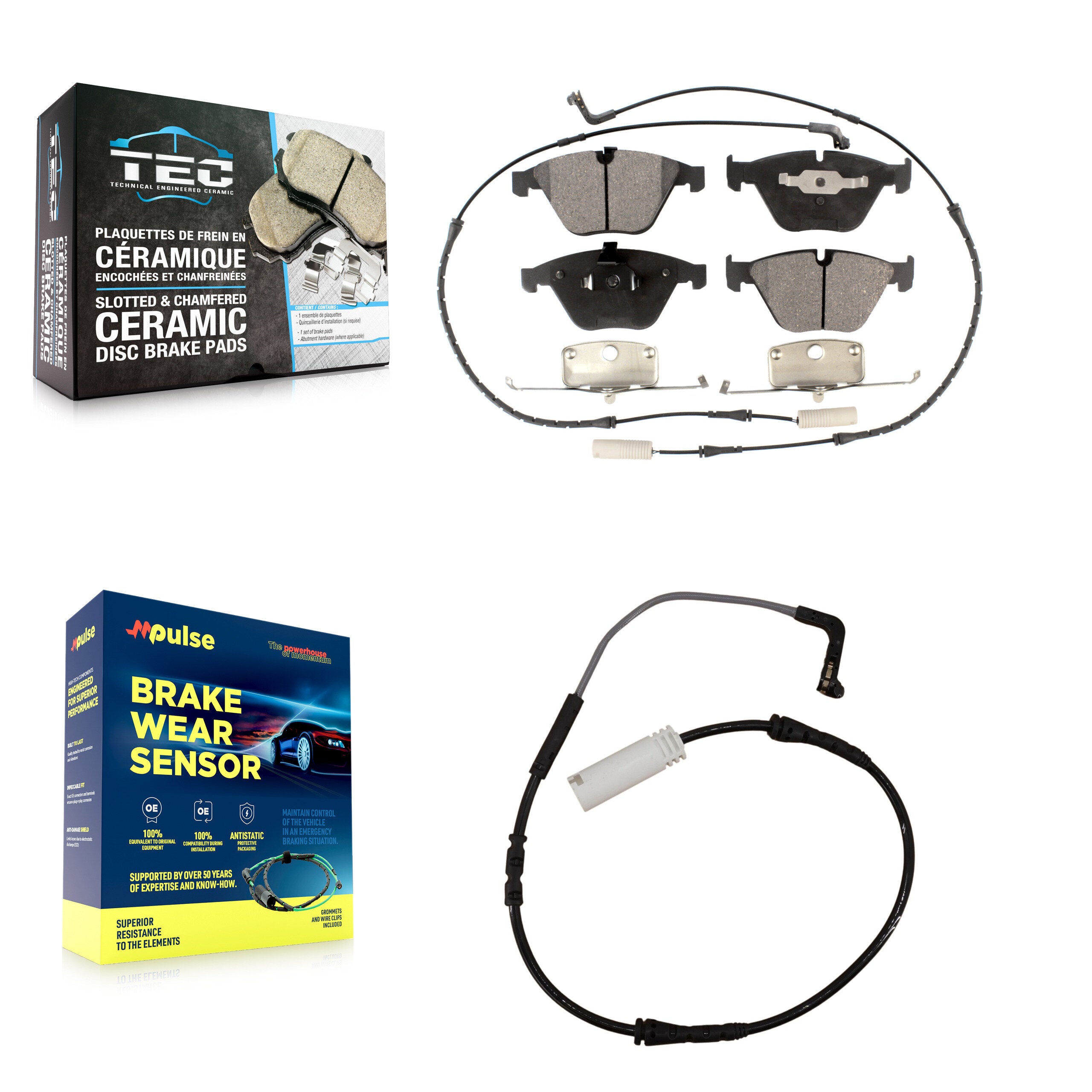 Front Ceramic Disc Brake Pad & Extra Wear Sensor Kit For BMW 335i 323i 328i 335d