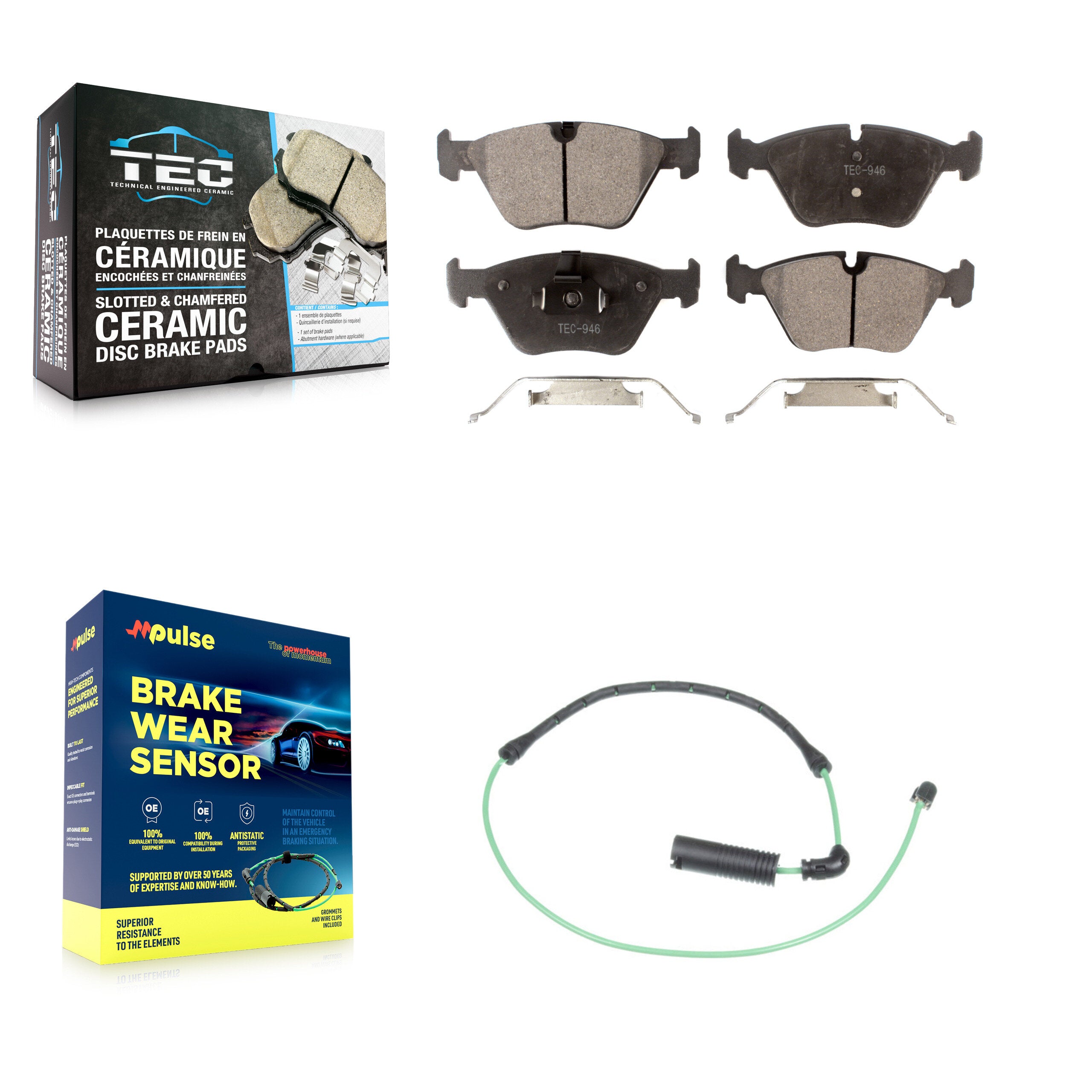 Front Ceramic Disc Brake Pads And Wear Sensors Kit For BMW 330Ci 330i 330xi M3