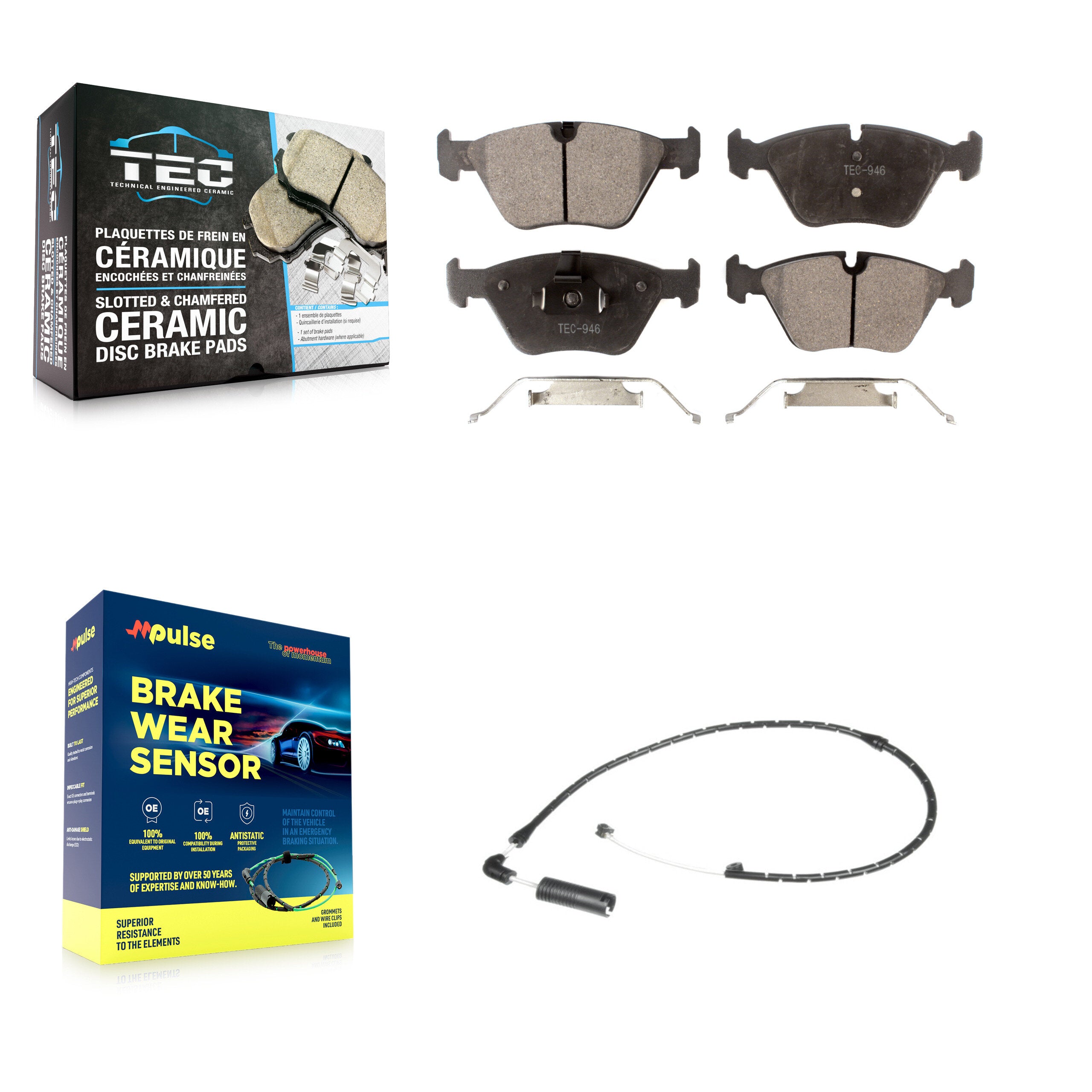 Front Ceramic Disc Brake Pads And Wear Sensors Kit For 2004-2010 BMW X3