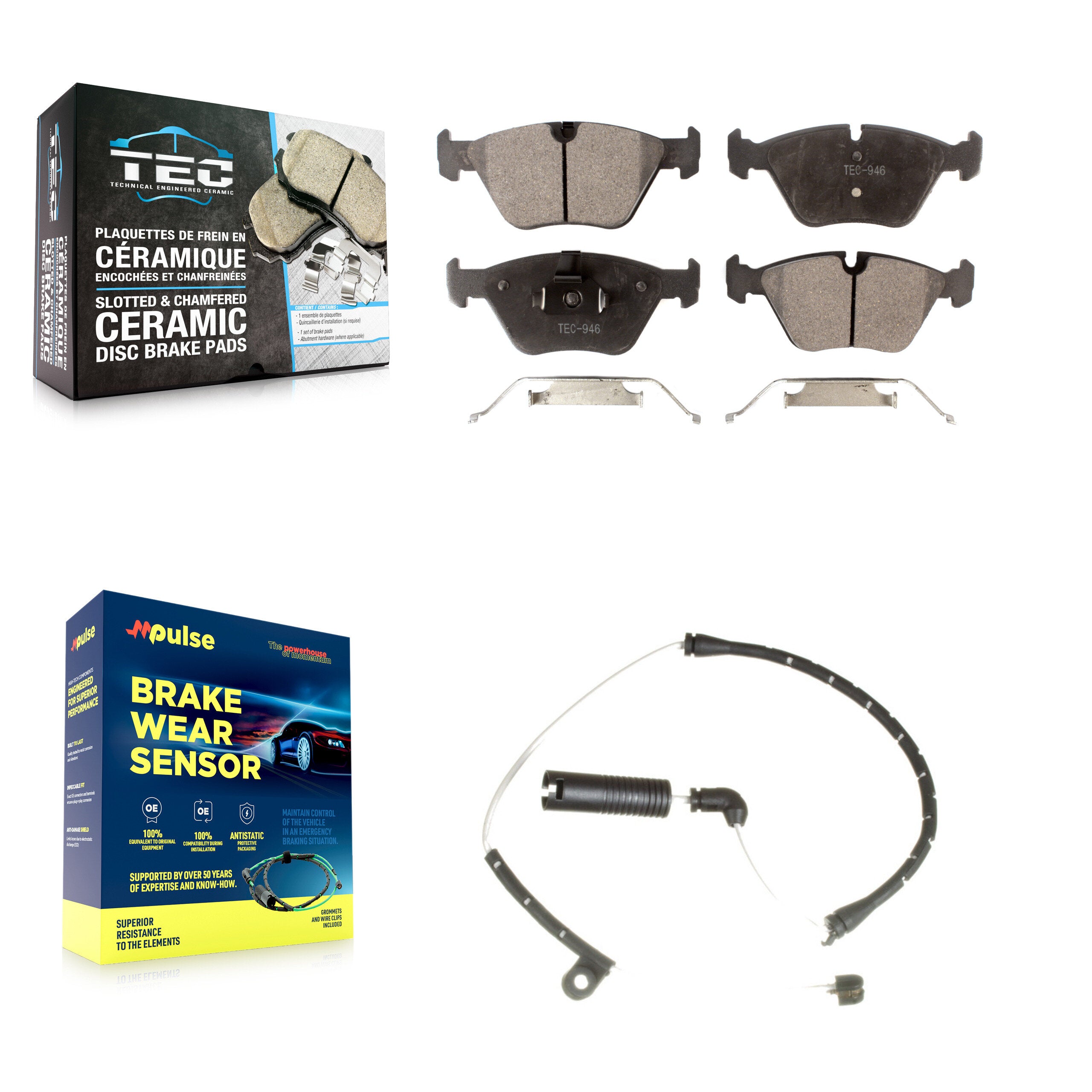 Front Ceramic Disc Brake Pads And Wear Sensors Kit For BMW Z4 KTW-100140