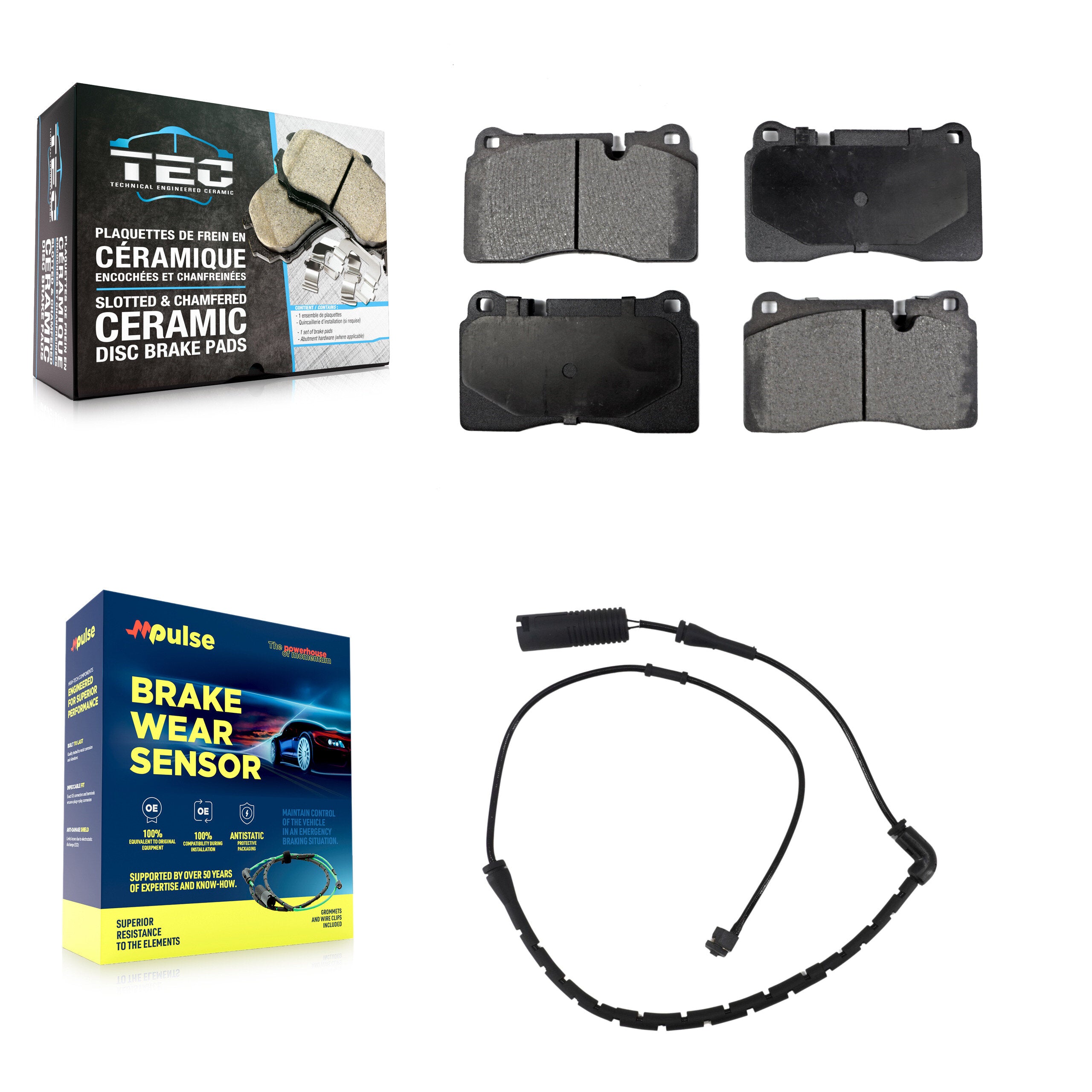 Front Ceramic Disc Brake Pads And Wear Sensors Kit For Land Rover Range