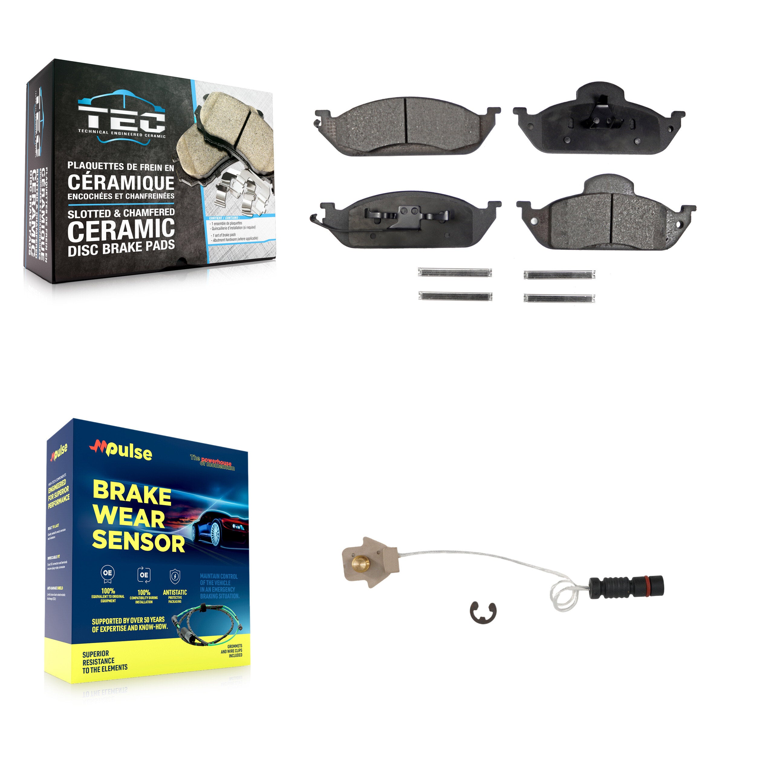 Front Ceramic Disc Brake Pad Wear Sensor Kit For Mercedes-Benz ML320 ML350 ML430