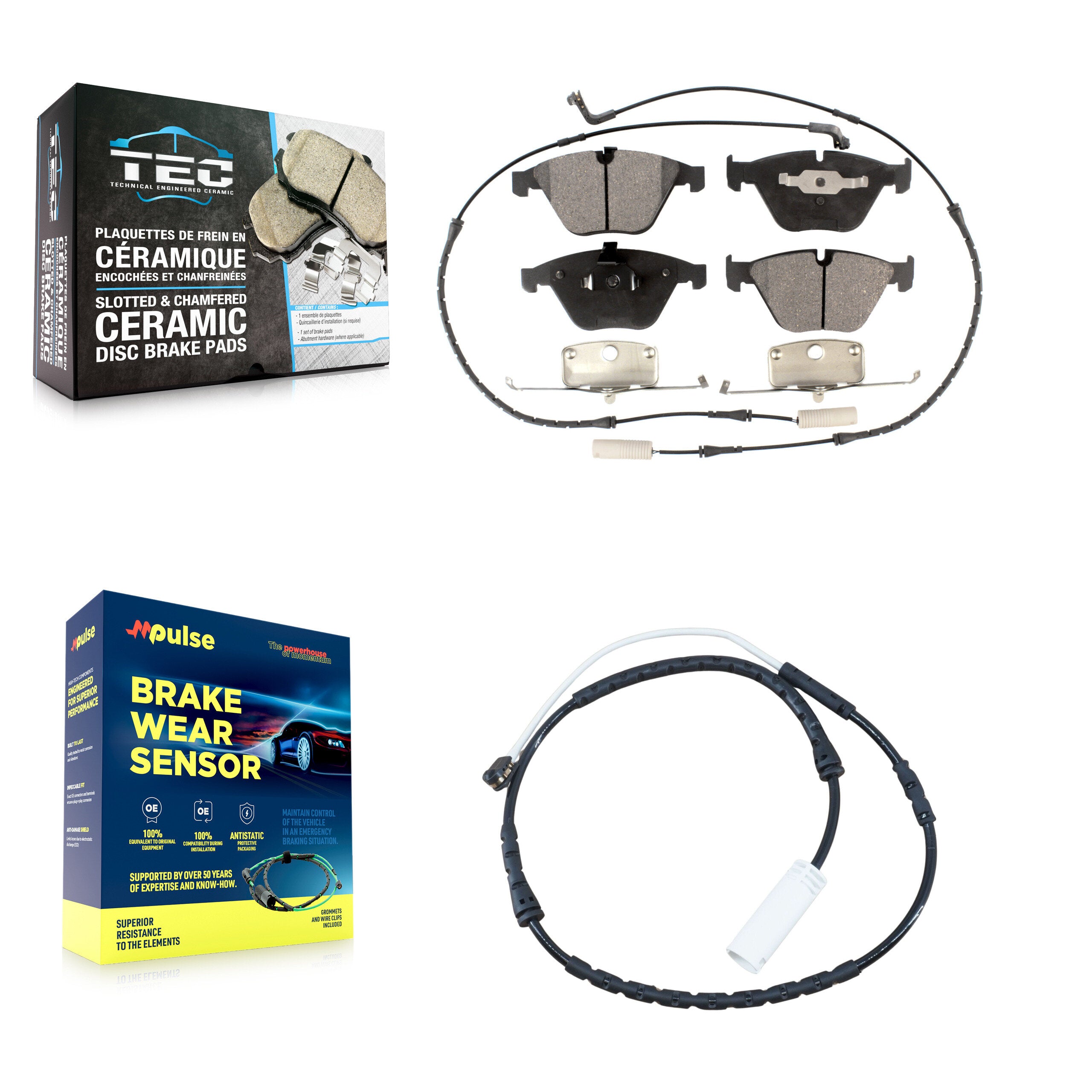 Front Ceramic Disc Brake Pad & Extra Wear Sensor Kit For BMW 335i xDrive X1 328i