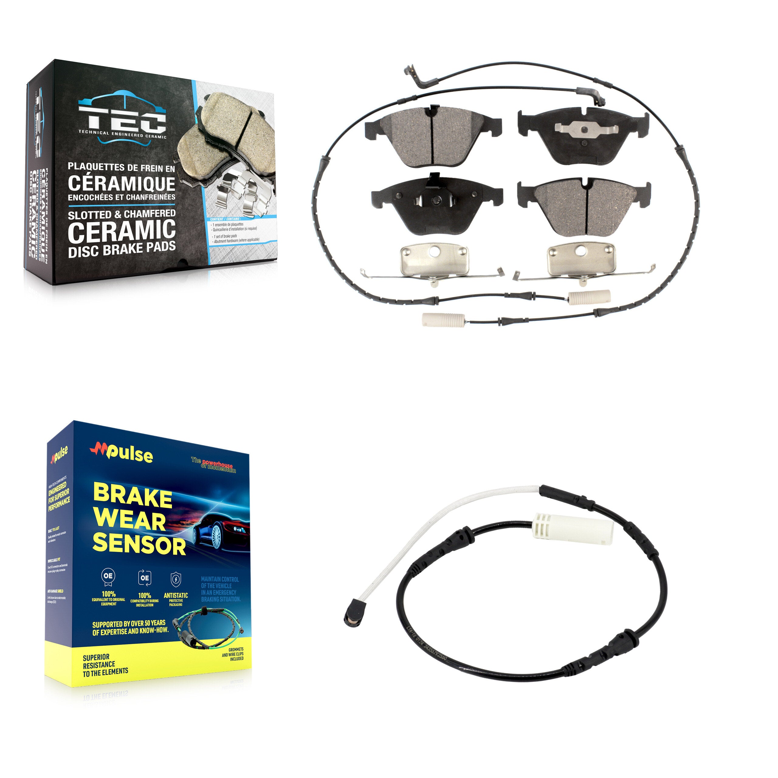 Front Ceramic Brake Pad Extra Wear Sensor Kit For BMW 328i xDrive 323i 335i 335d