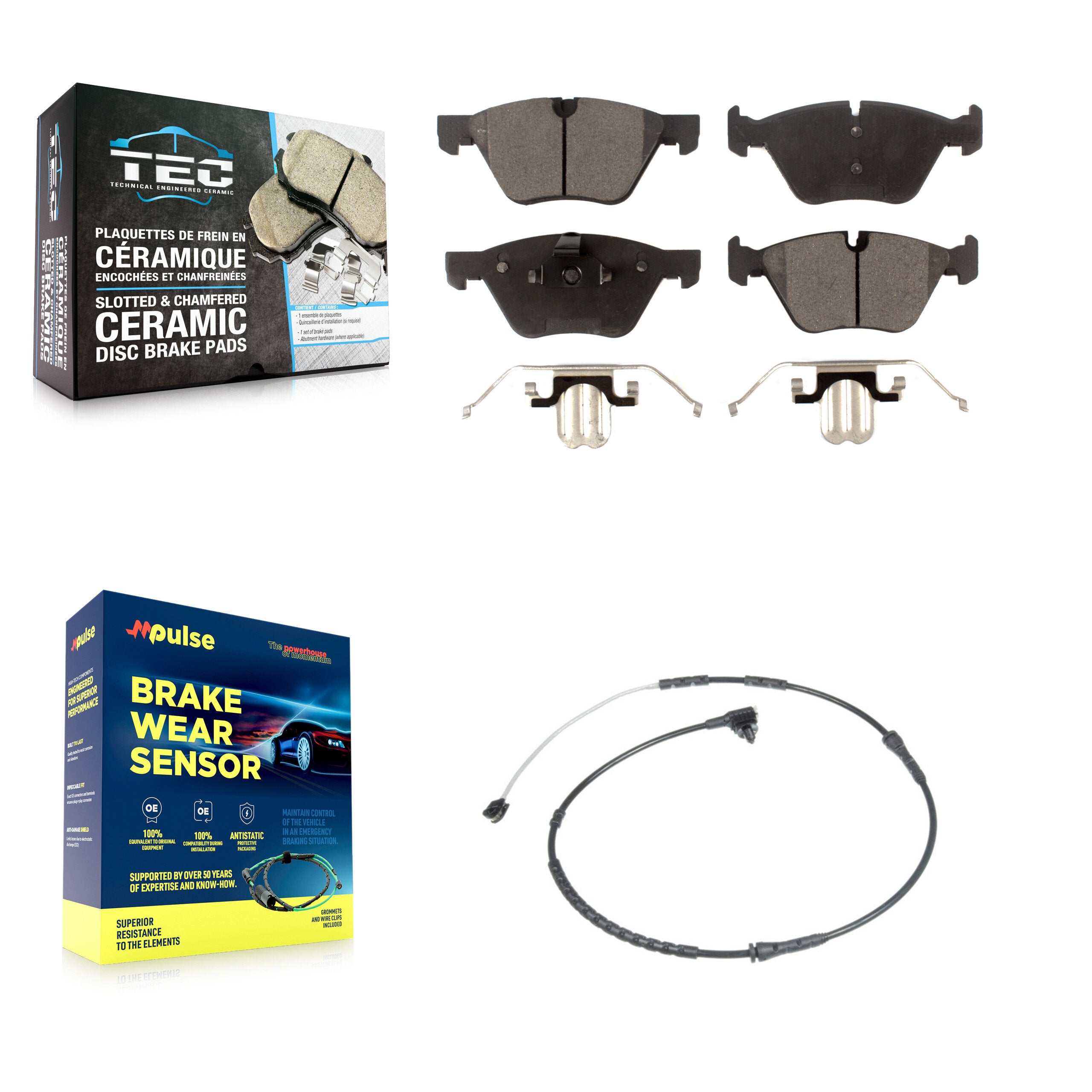 Front Ceramic Disc Brake Pads And Wear Sensors Kit For BMW Z4 KTW-100152