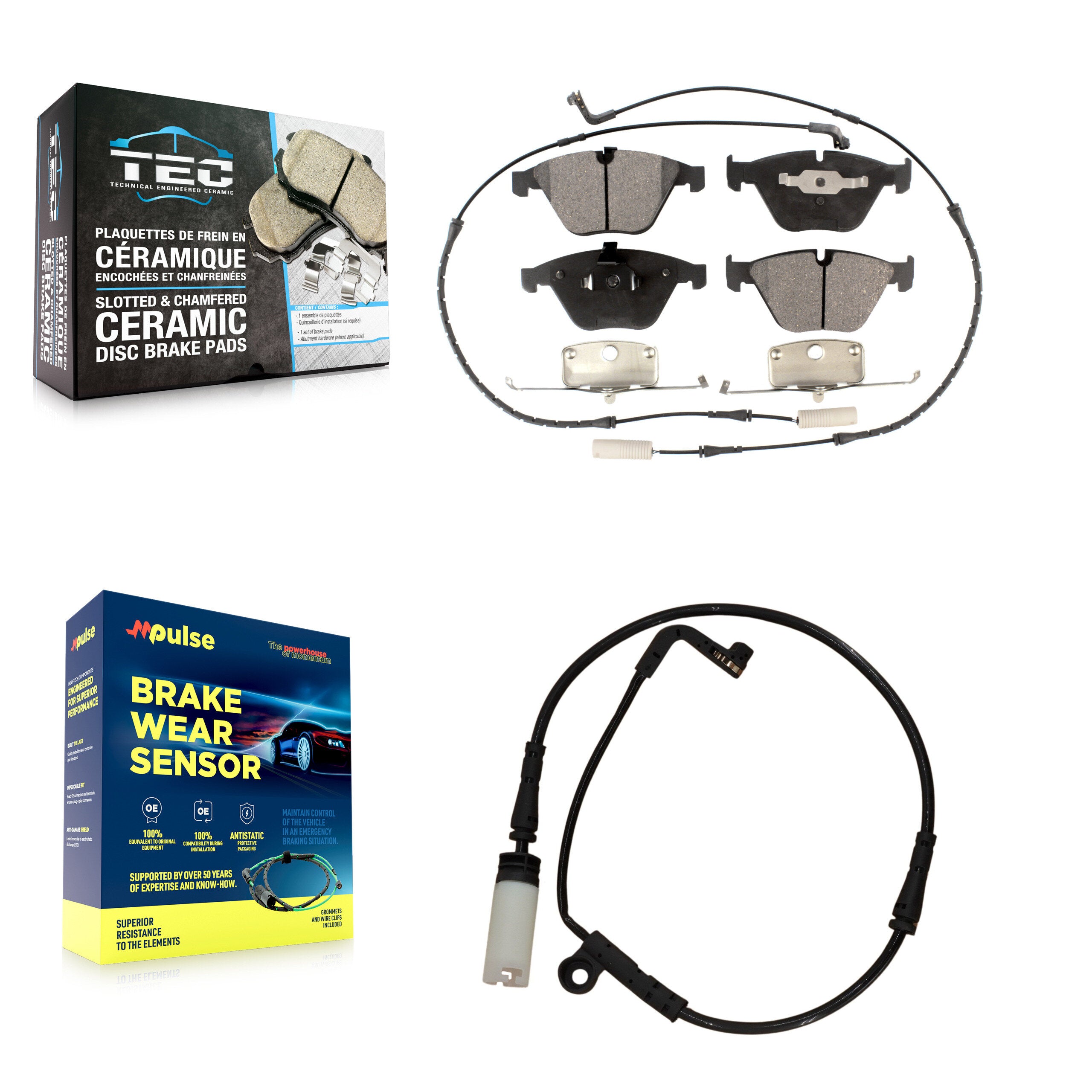 Front Ceramic Brake Pad Extra Wear Sensor Kit For BMW 530i 528i xDrive 525i 535i