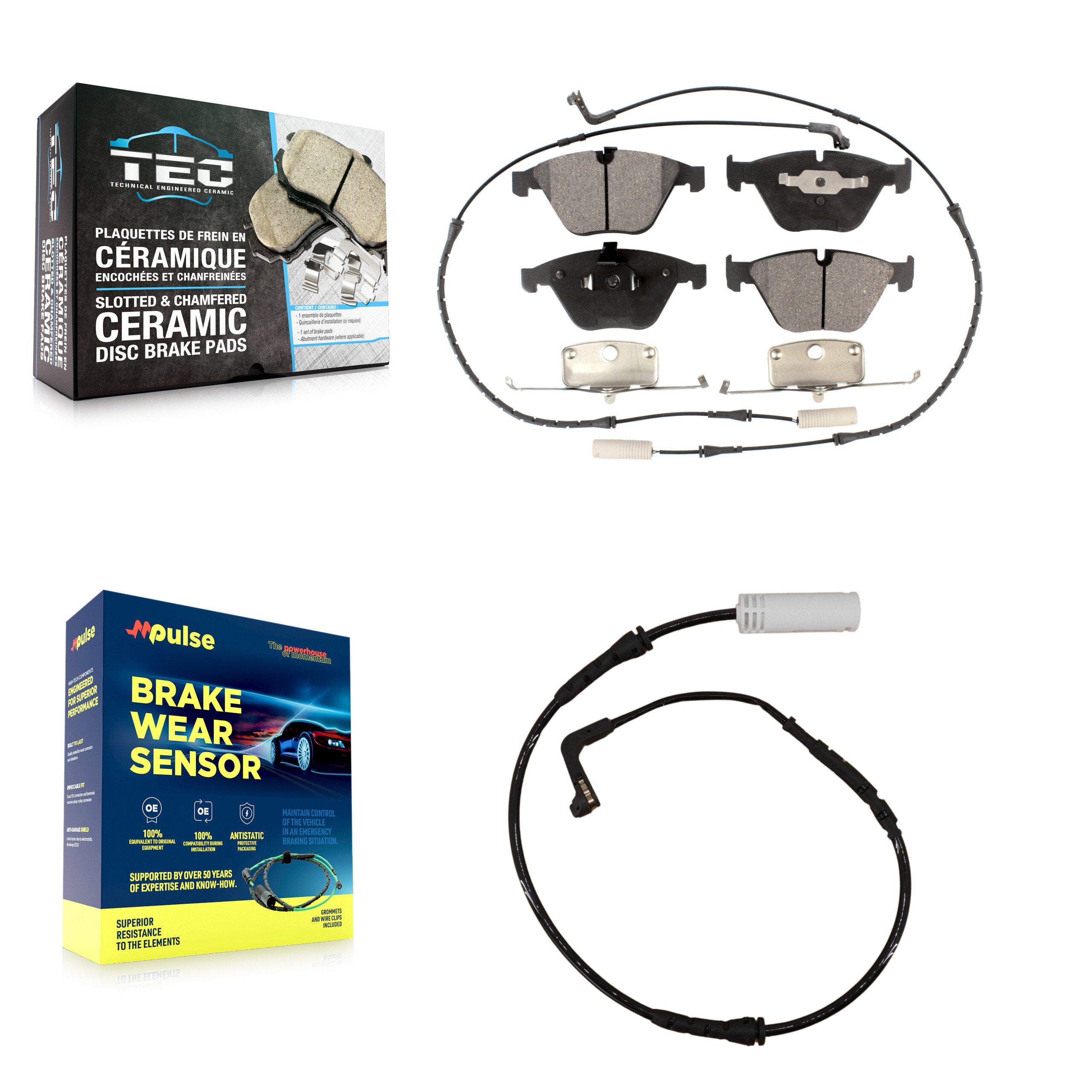 Front Ceramic Disc Brake Pads And Extra Wear Sensors Kit For BMW 328i 323i