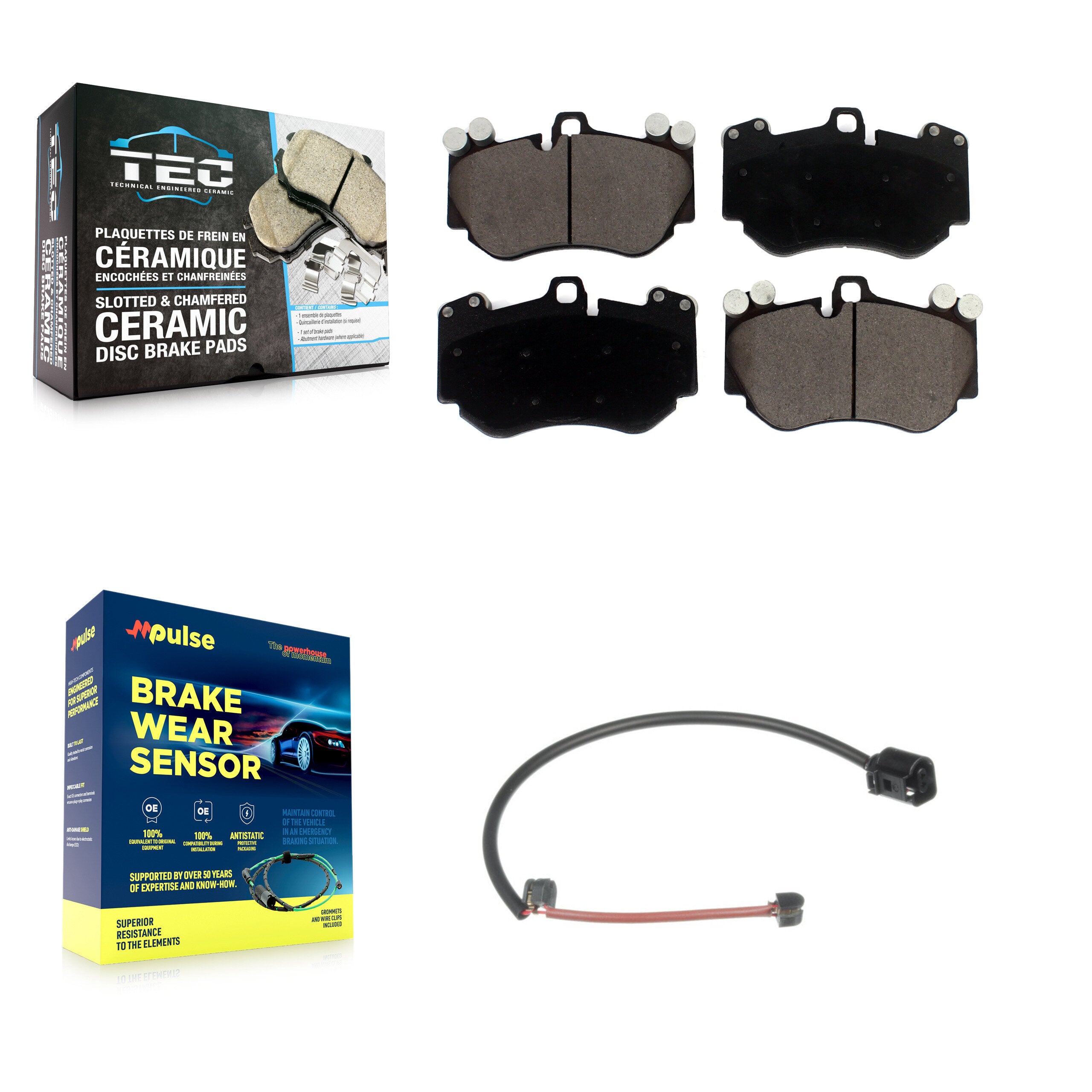 Front Ceramic Disc Brake Pads And Wear Sensors Kit For Porsche Cayenne