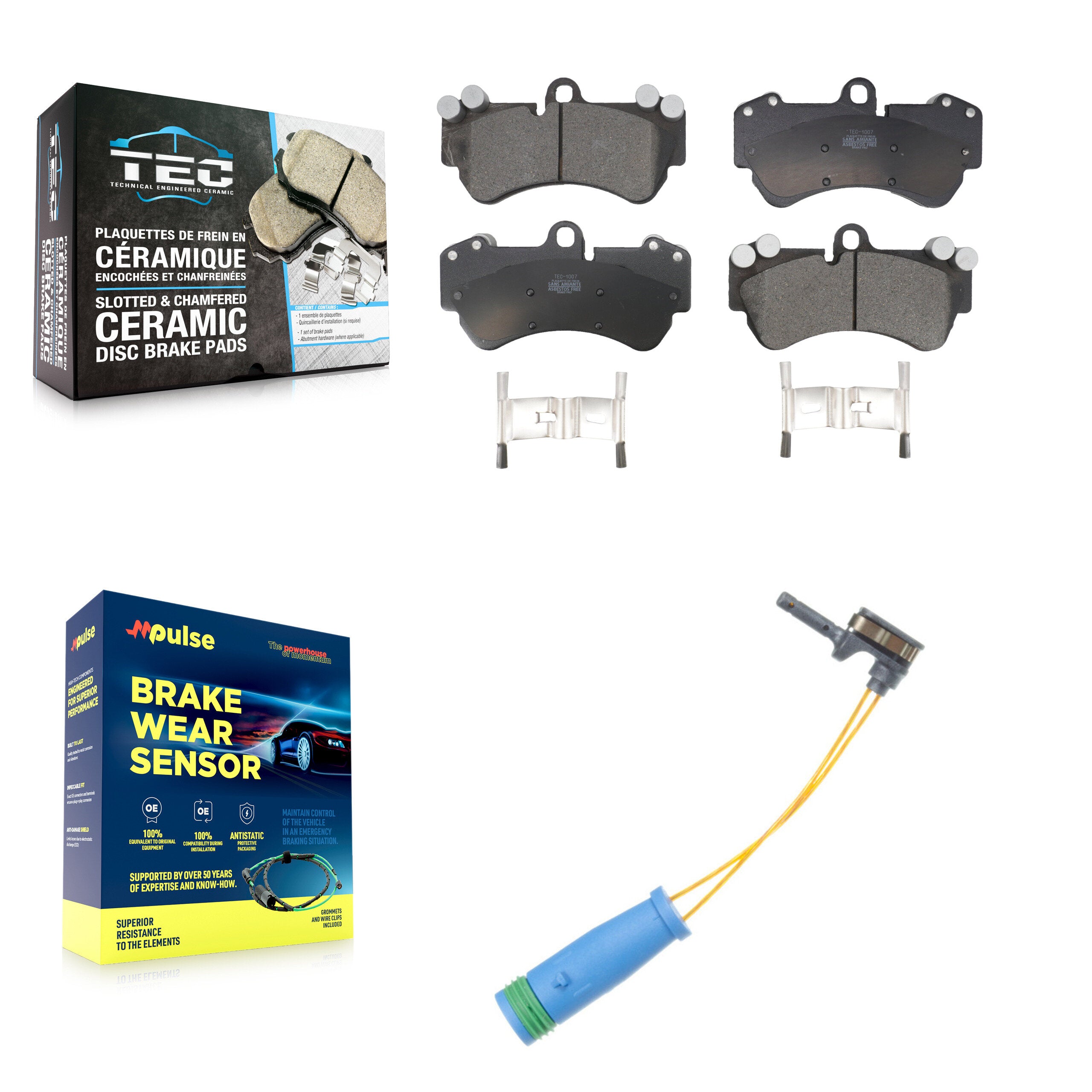 Front Ceramic Brake Pad And Wear Sensor Kit For 2017-2018 Mercedes-Benz G550 4x4