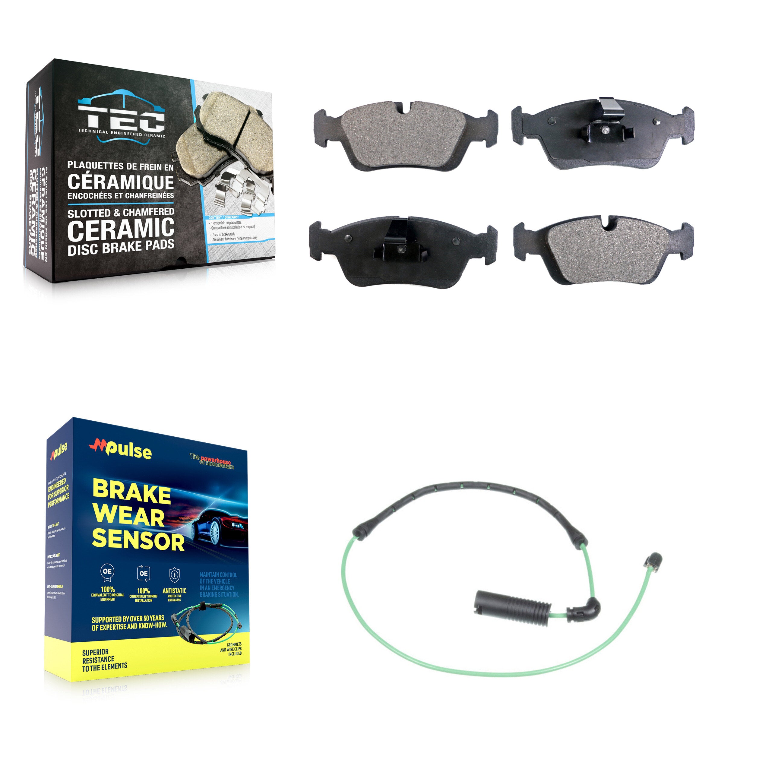 Front Ceramic Disc Brake Pads And Wear Sensors Kit For 2001-2005 BMW 325xi 2.5L