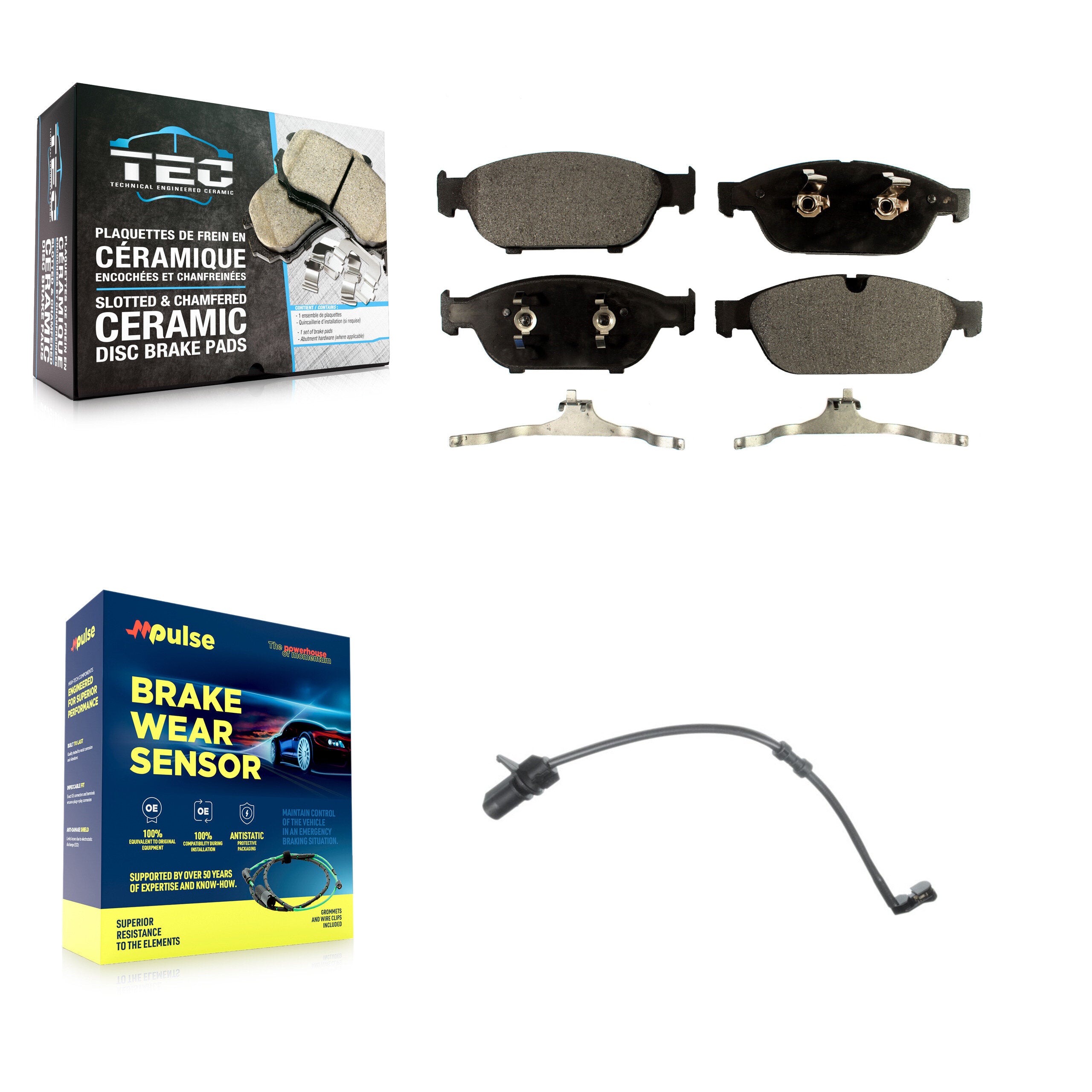 Front Ceramic Disc Brake Pads And Wear Sensors Kit For Audi A6 Quattro A7 A8