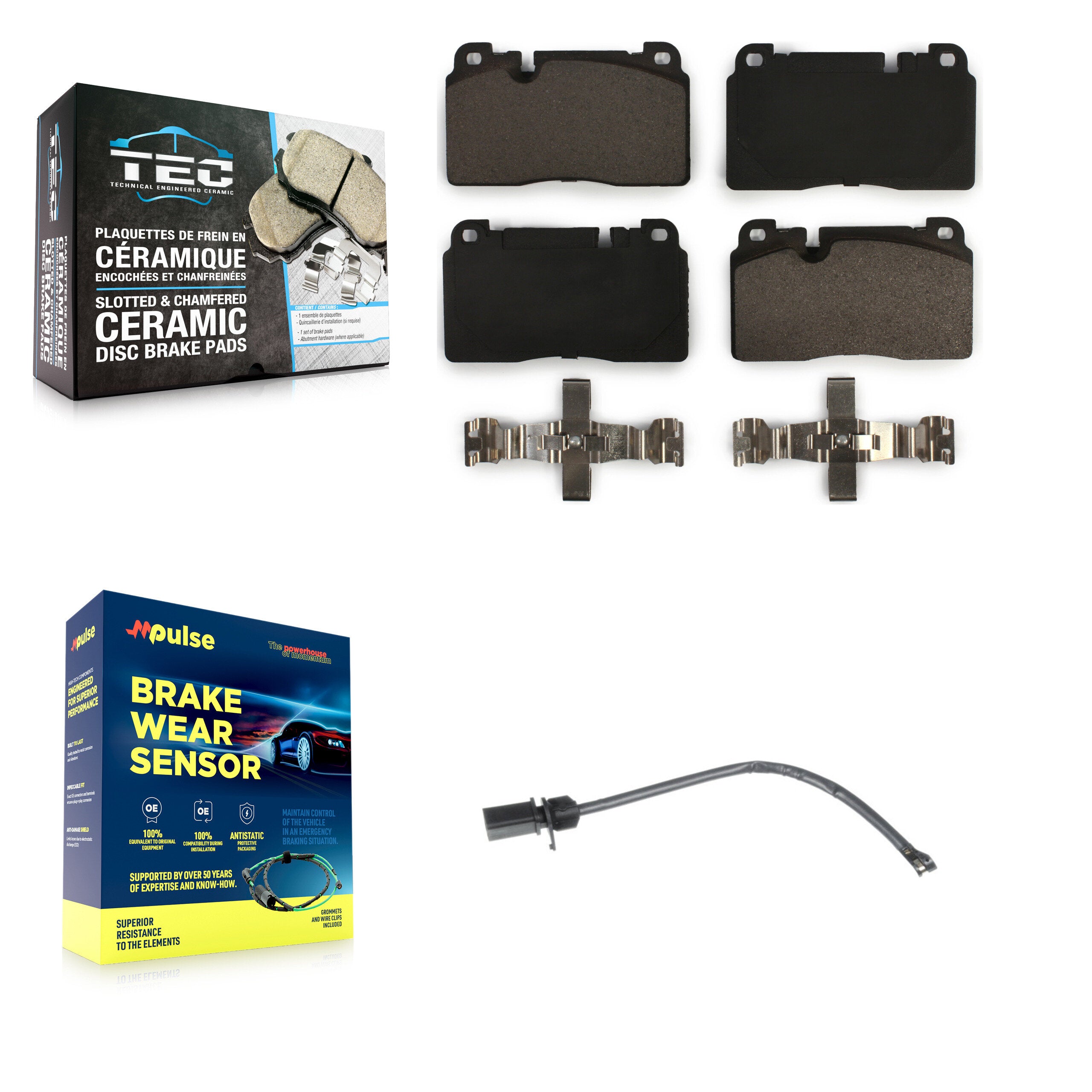 Front Ceramic Disc Brake Pads And Wear Sensors Kit For Audi Q5 KTW-100185
