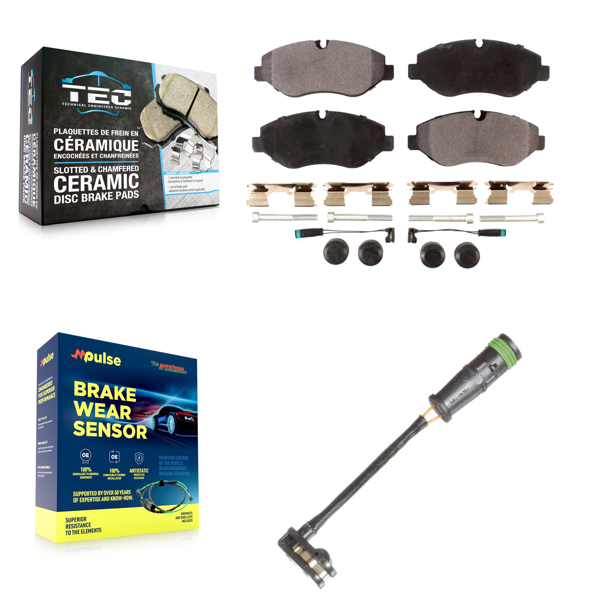 Front Ceramic Brake Pads & Extra Wear Sensor Kit For Mercedes-Benz Sprinter 2500