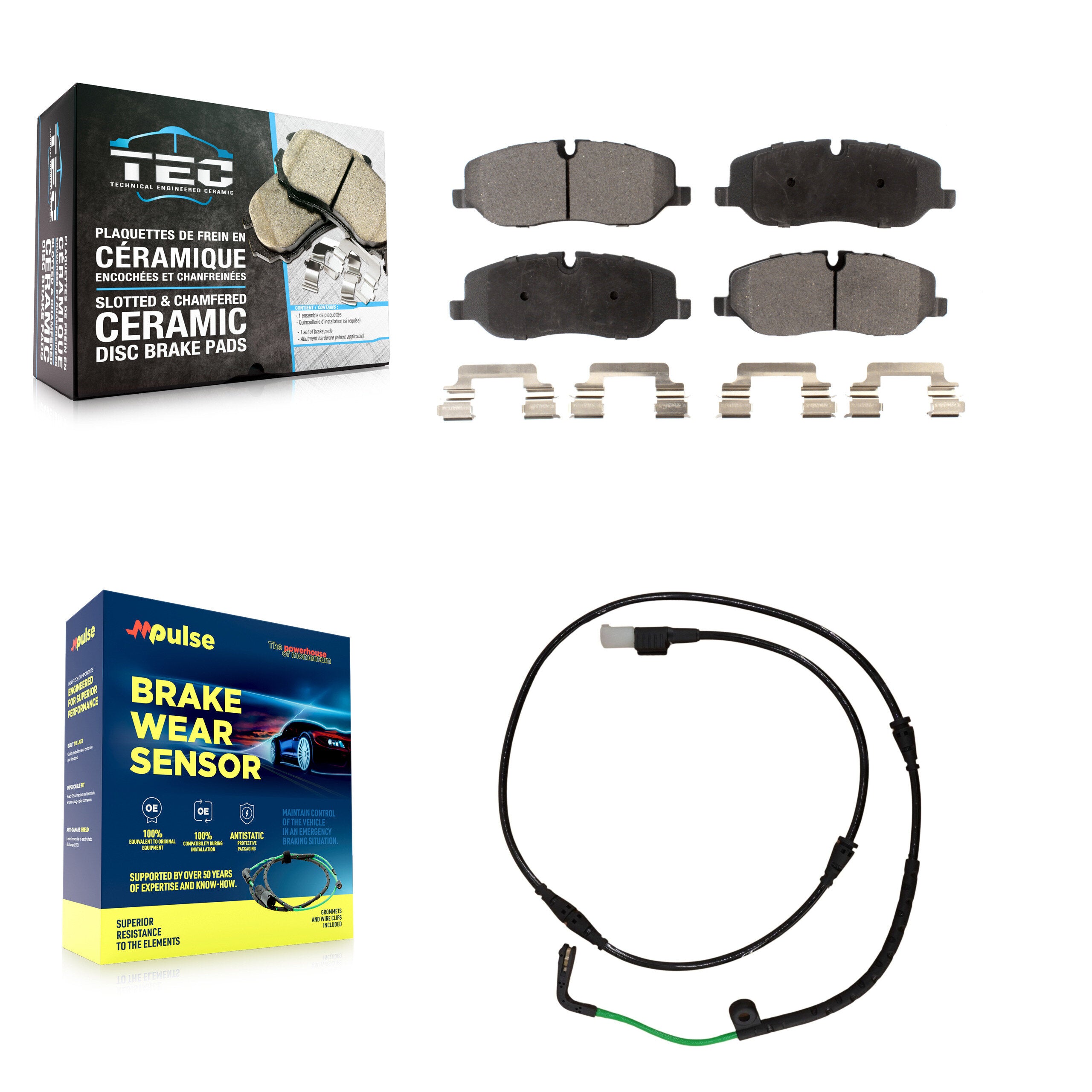 Front Ceramic Disc Brake Pad & Wear Sensor Kit For 2005-2009 Land Rover LR3 4.4L