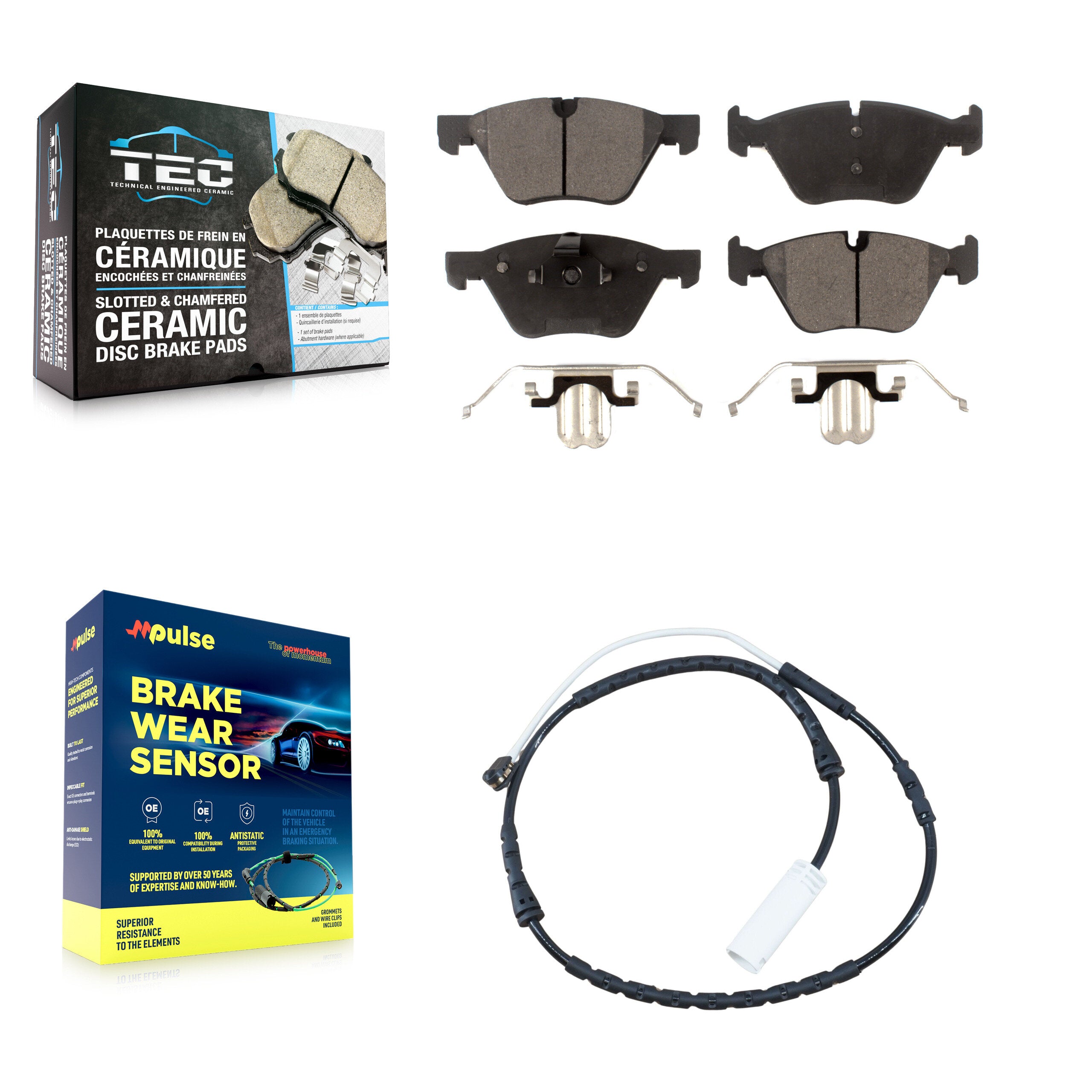 Front Ceramic Disc Brake Pads And Wear Sensors Kit For 2012 BMW X1 xDrive28i