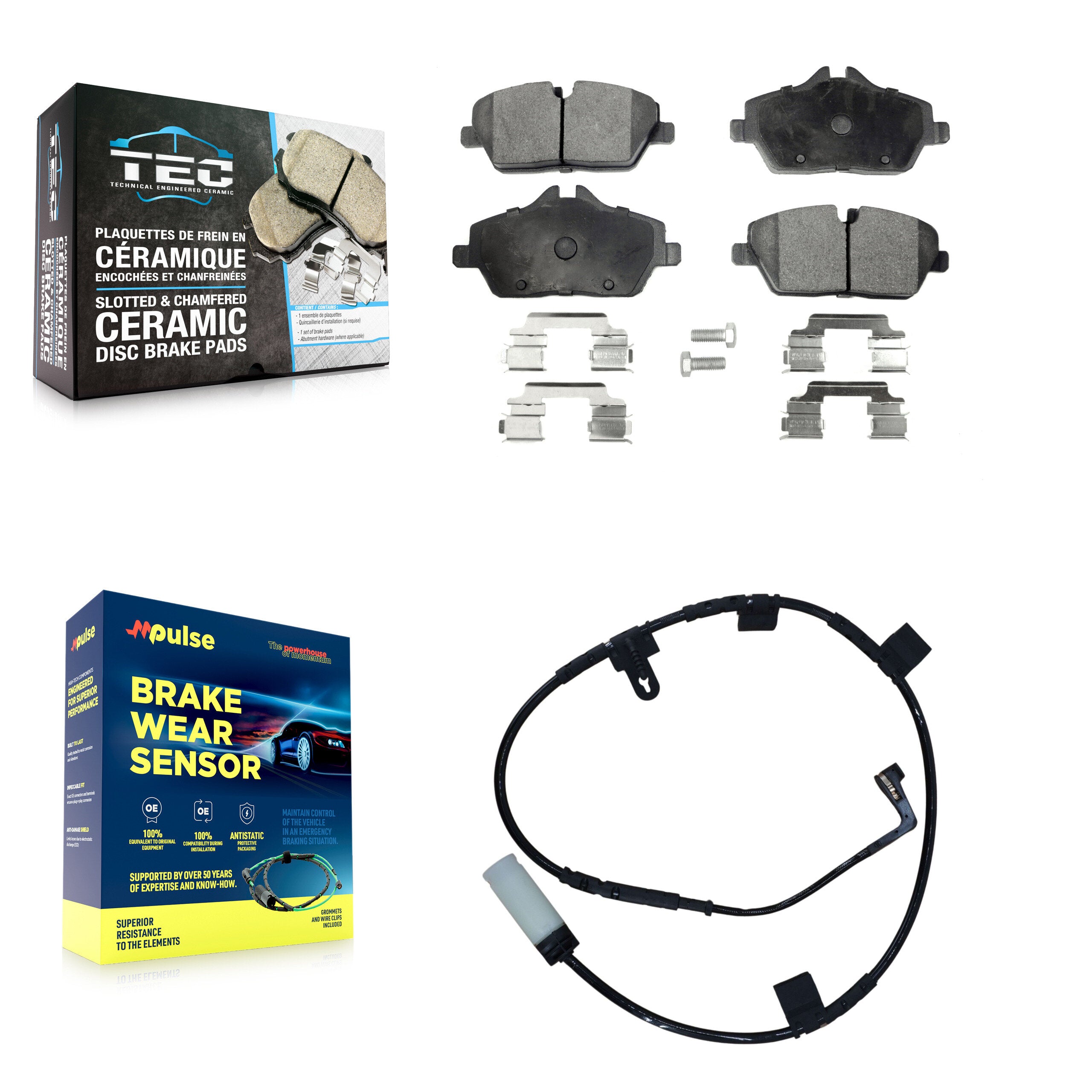 Front Ceramic Disc Brake Pads And Wear Sensors Kit For Mini Cooper KTW-100196