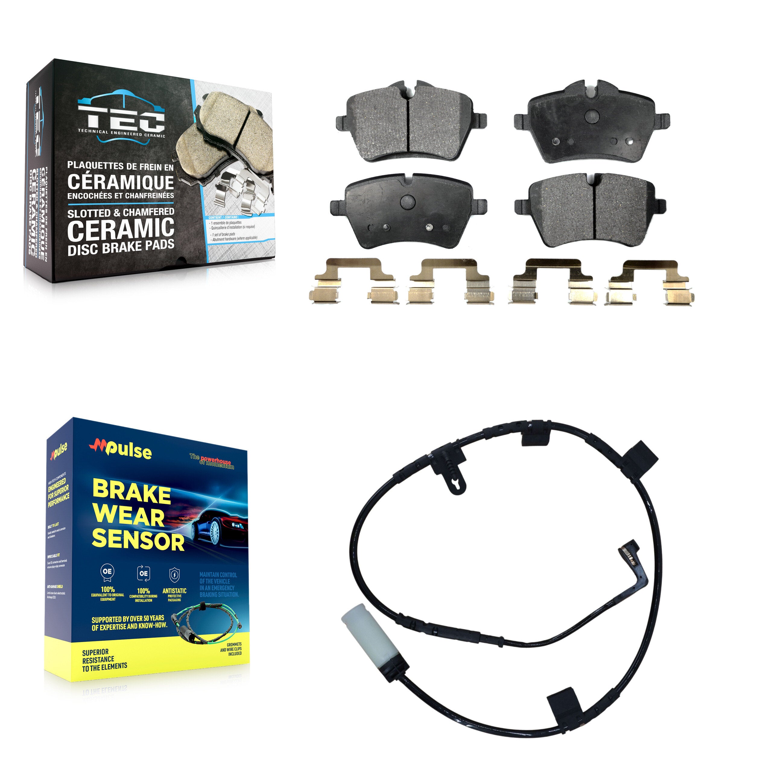 Front Ceramic Disc Brake Pads And Wear Sensors Kit For Mini Cooper KTW-100197