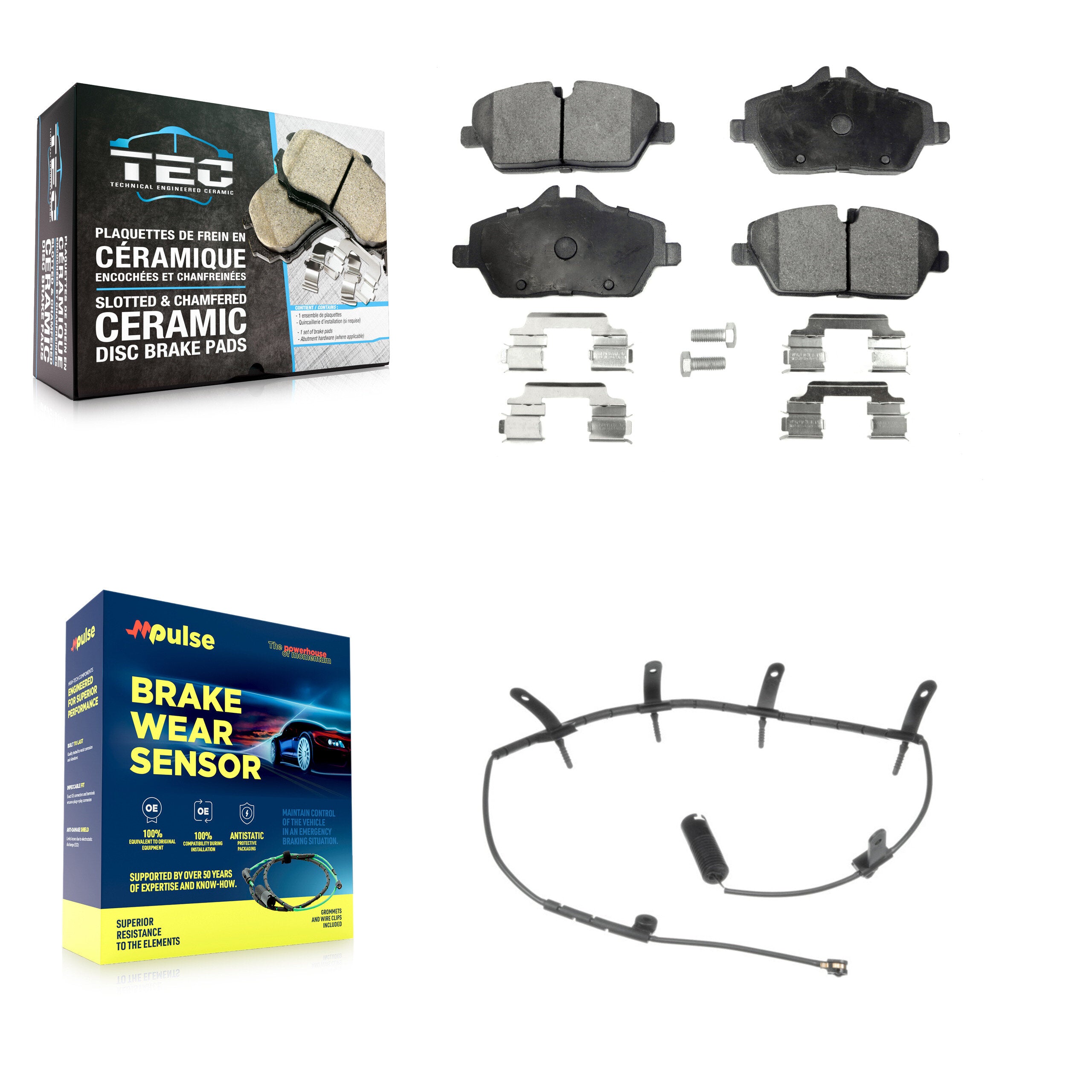 Front Ceramic Disc Brake Pads And Wear Sensors Kit For Mini Cooper KTW-100198