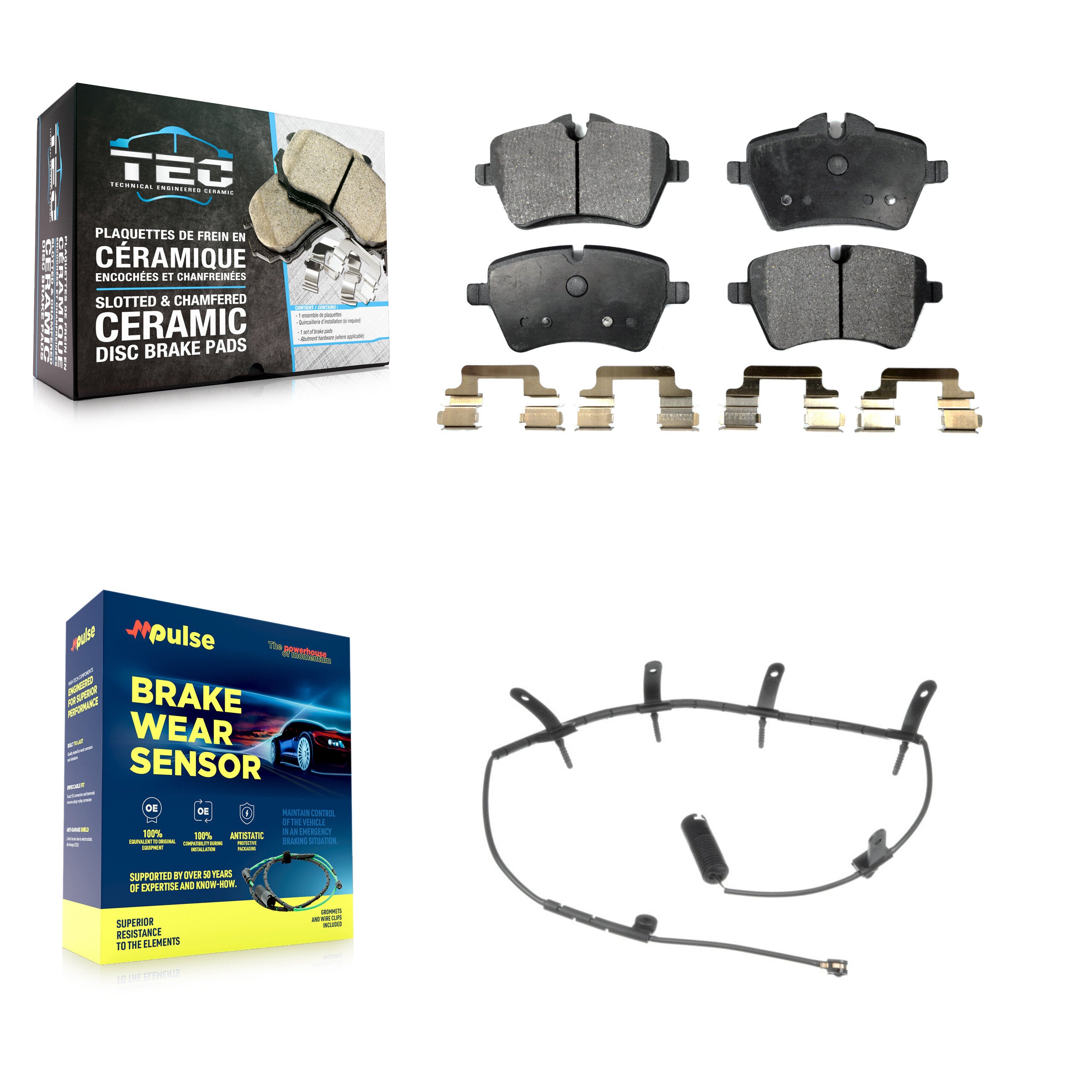 Front Ceramic Disc Brake Pads And Wear Sensors Kit For Mini Cooper KTW-100199