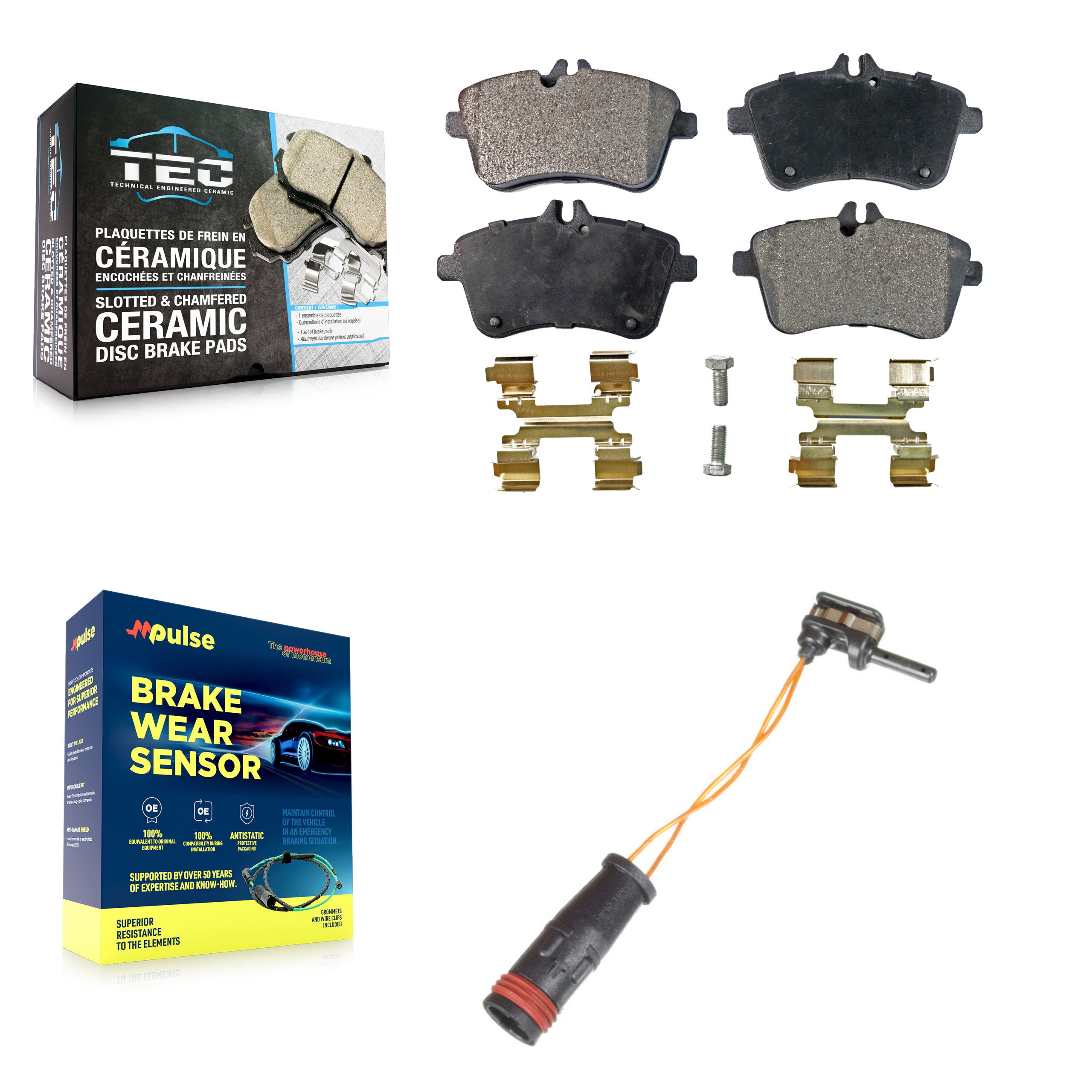 Front Ceramic Brake Pads & Wear Sensor Kit For 2006-2011 Mercedes-Benz B200 2.0L
